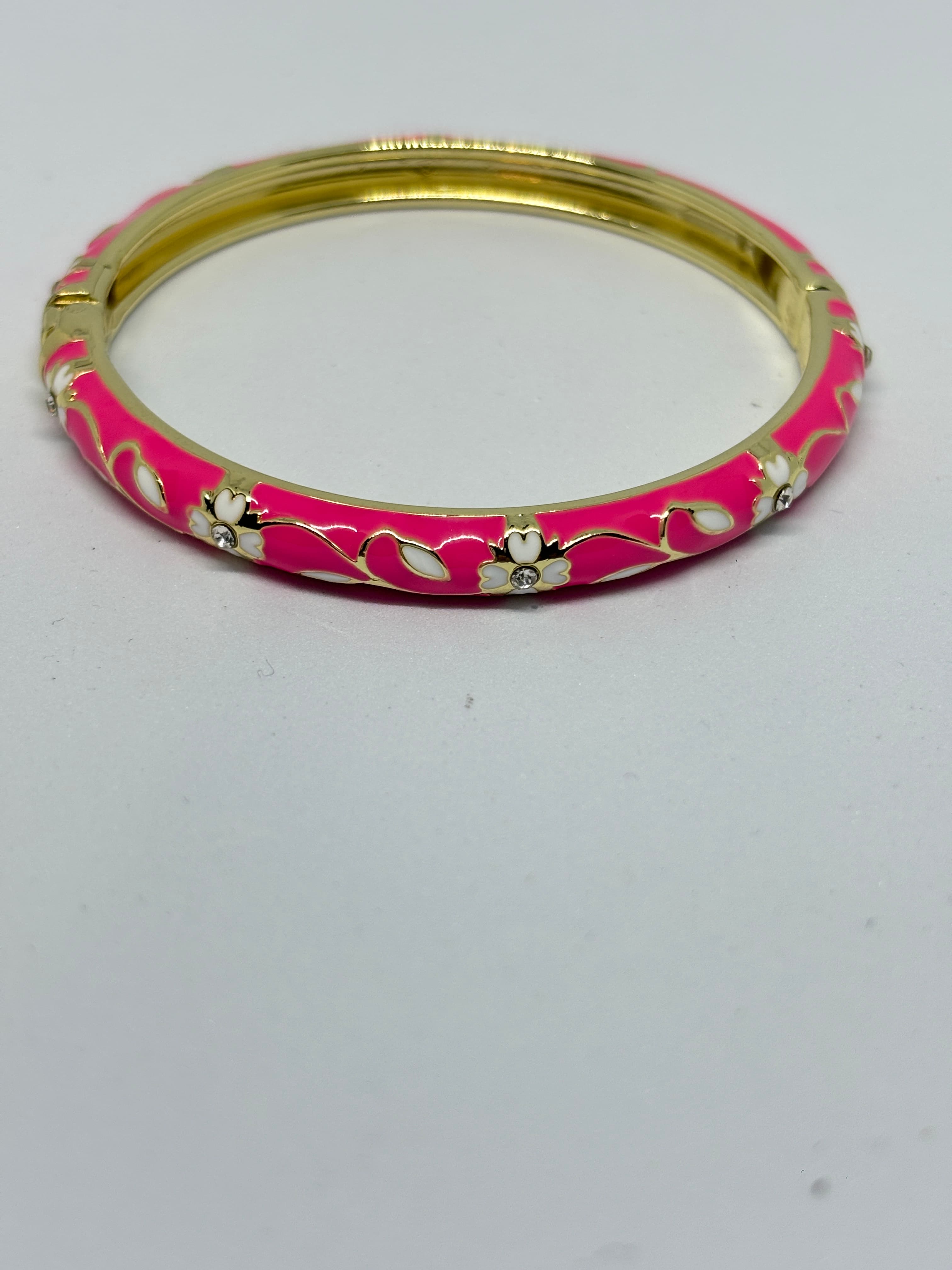 pink floral enamel bangle