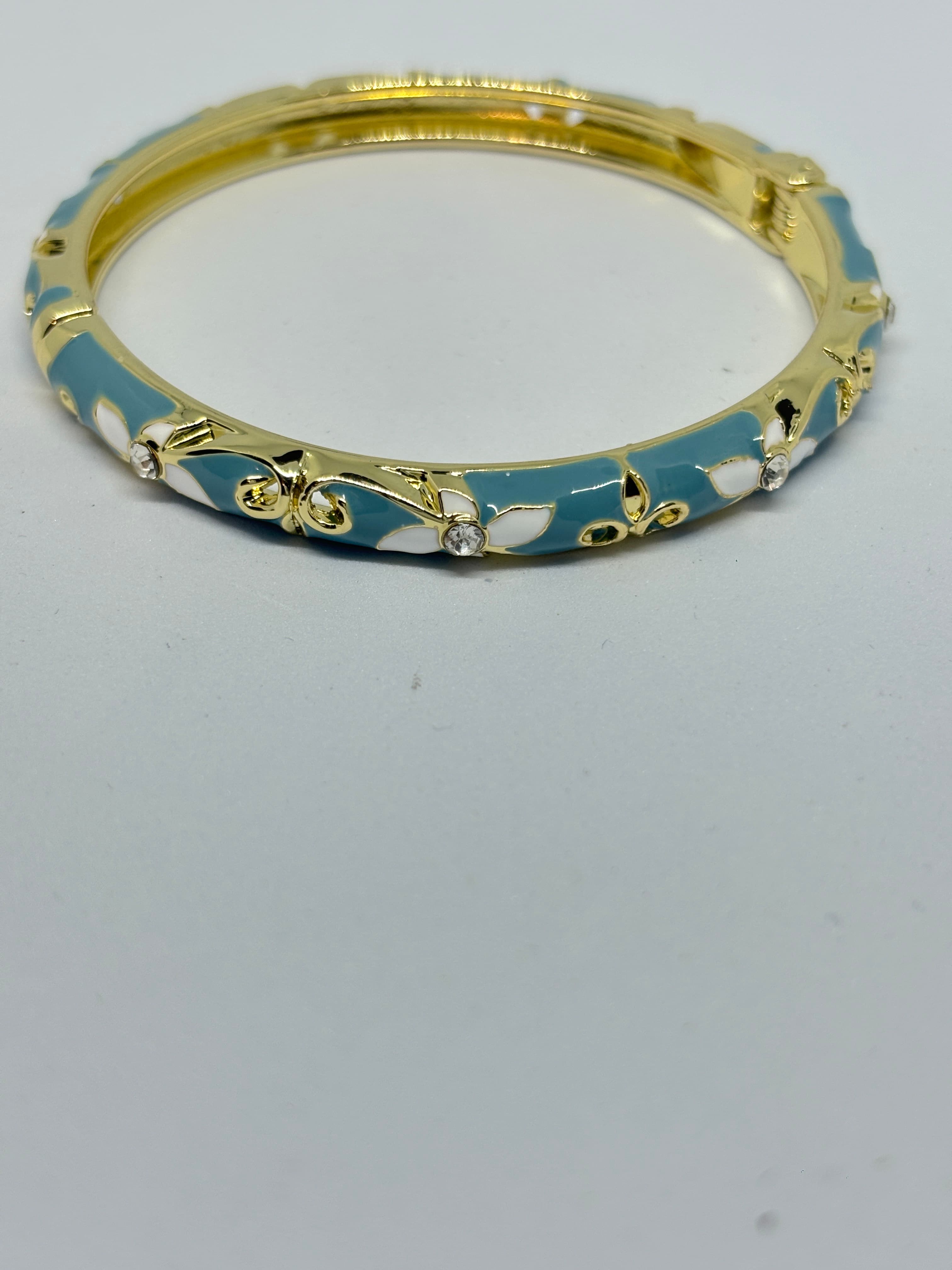 blue enamel hinged bangle