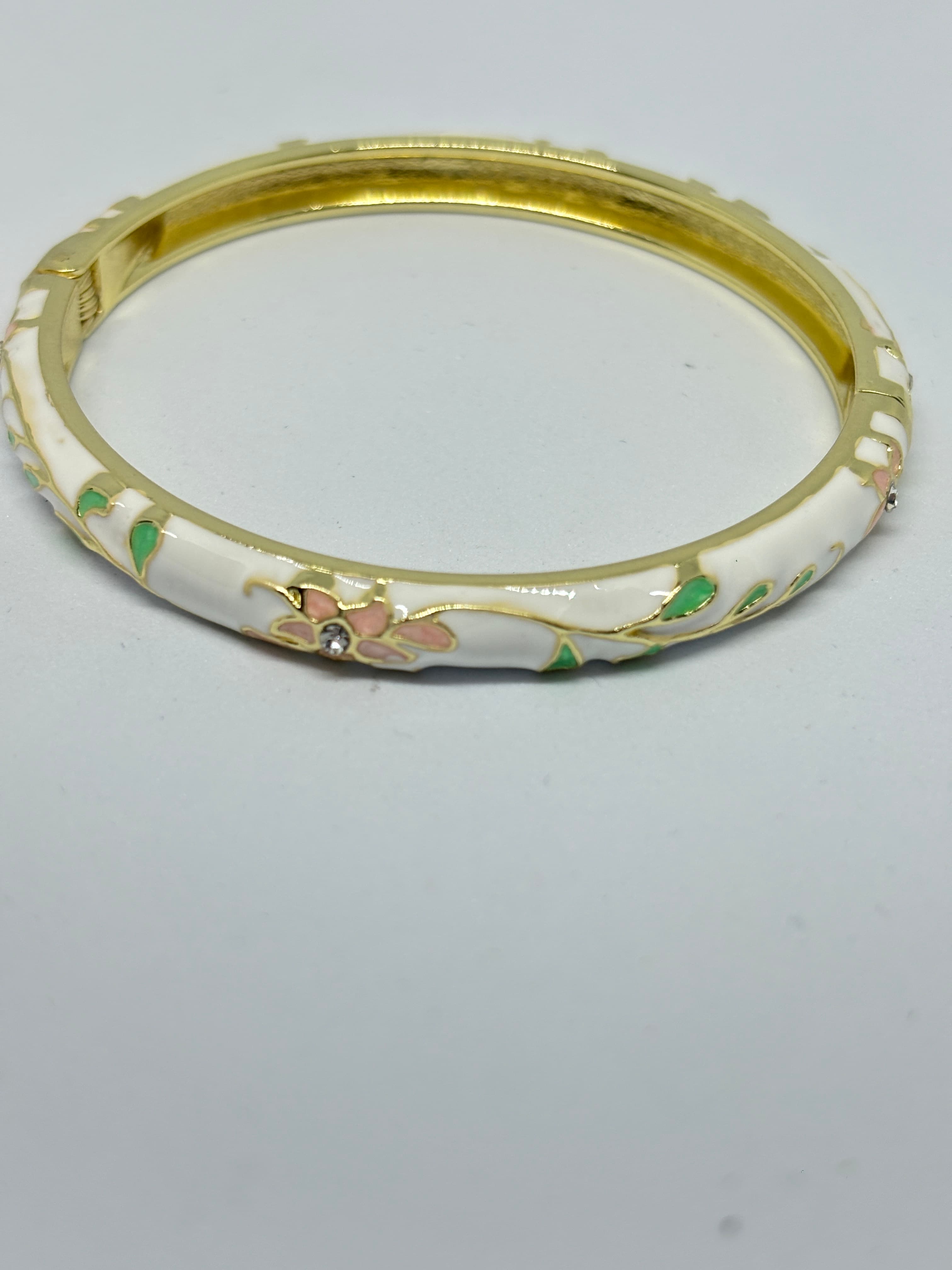 enamel floral hinged bangle