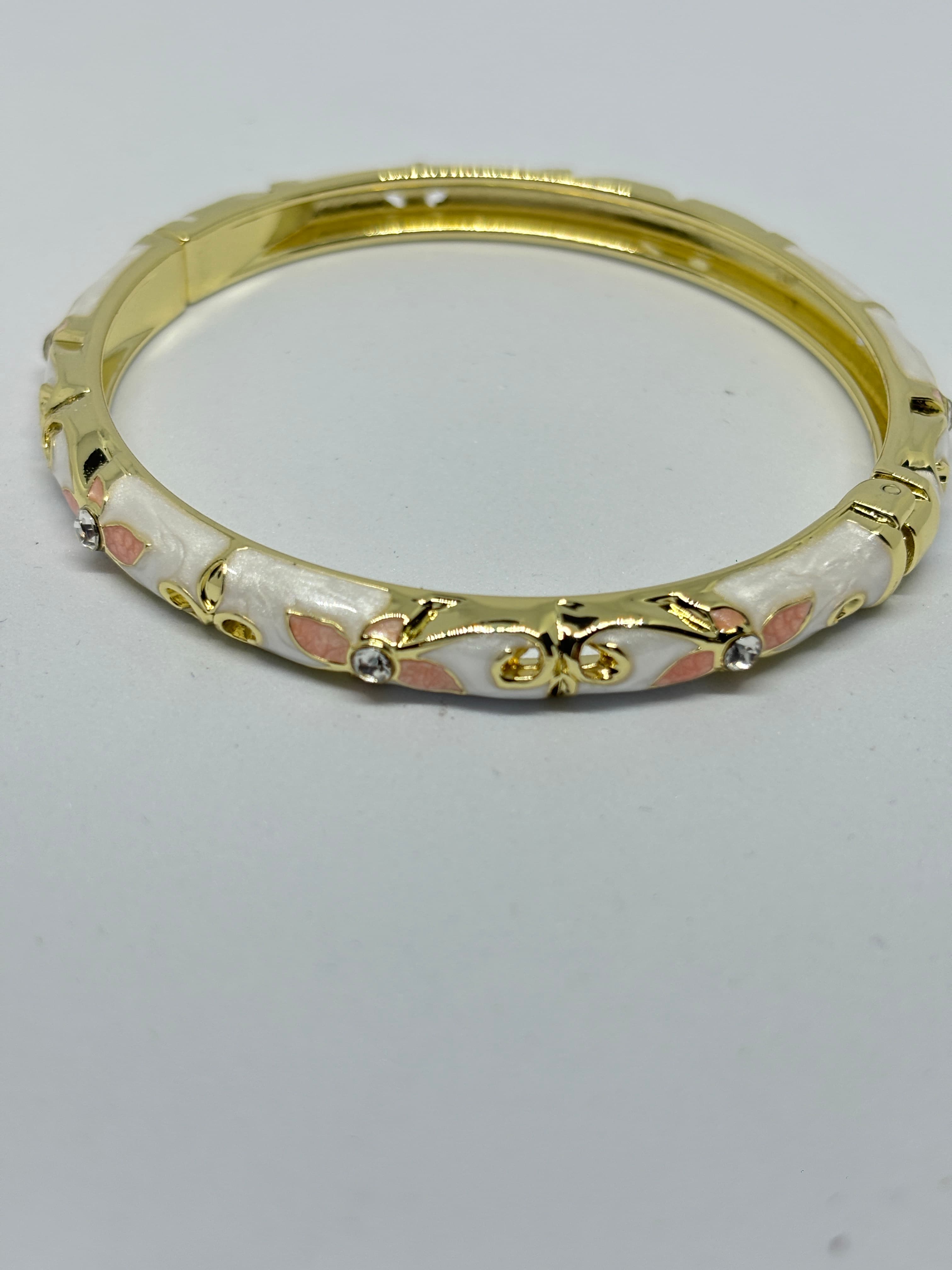 enamel flower hinged cuff