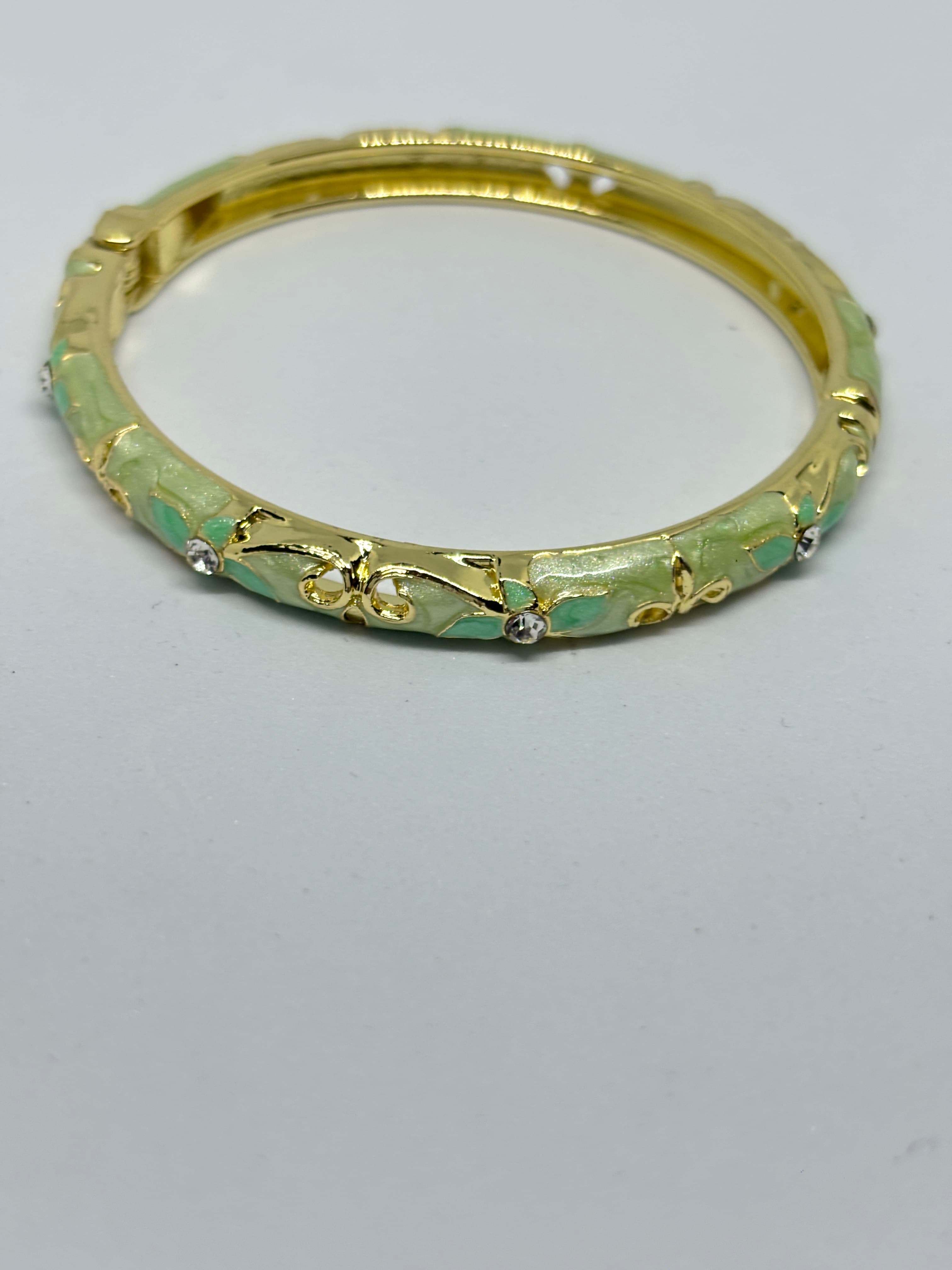 mint green enamel hinged bangle