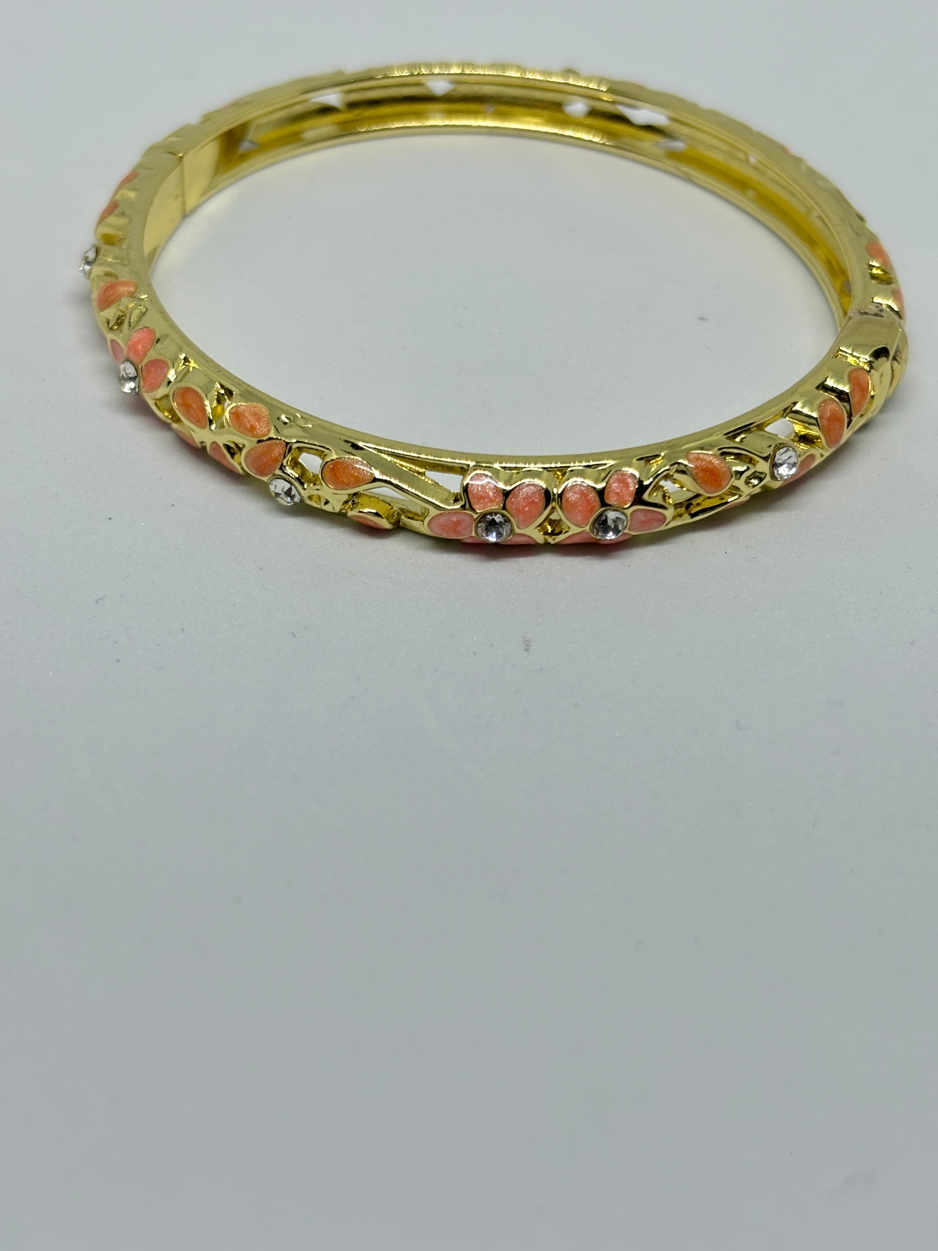 peach blossom enamel bangle