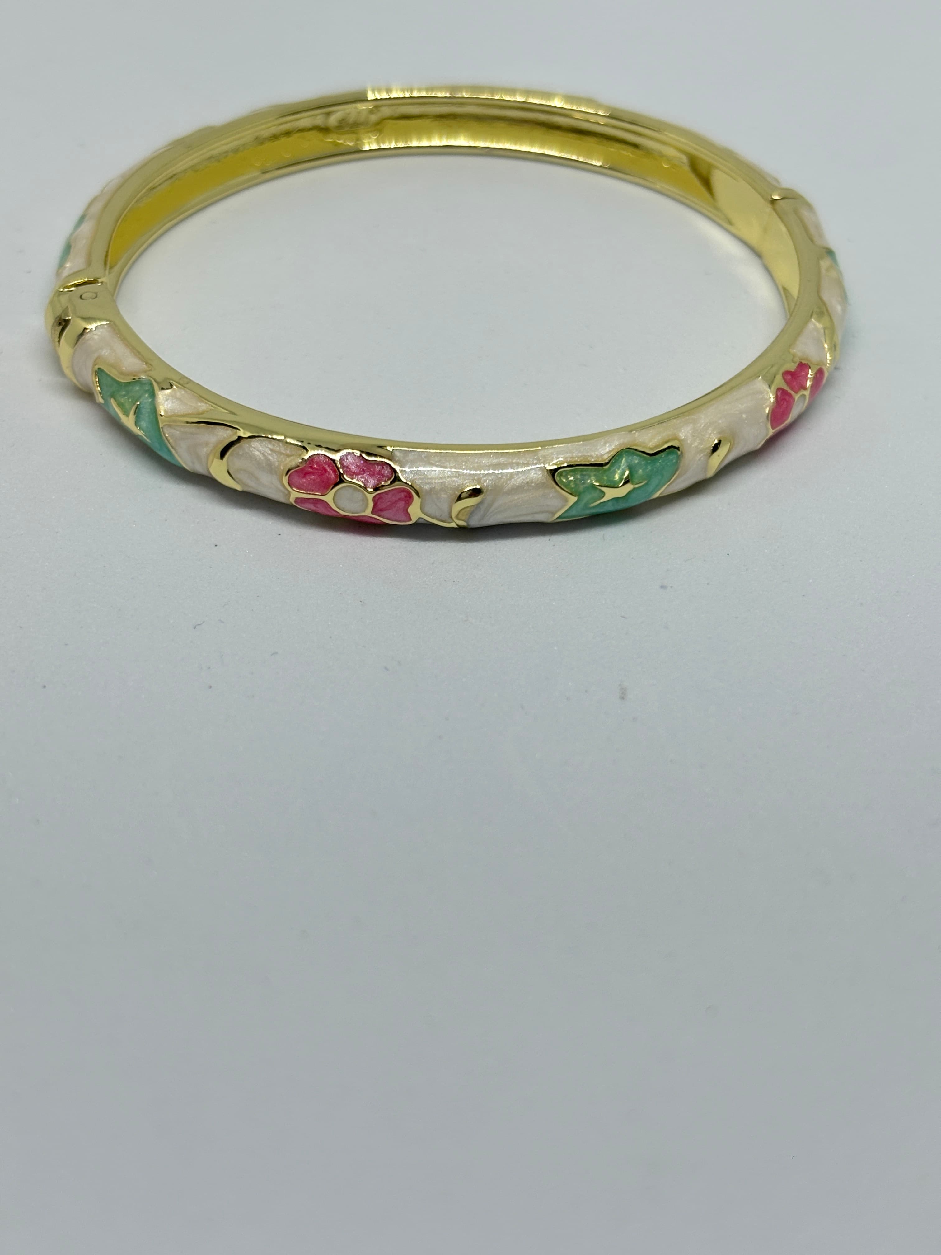 enamel floral gold bangle