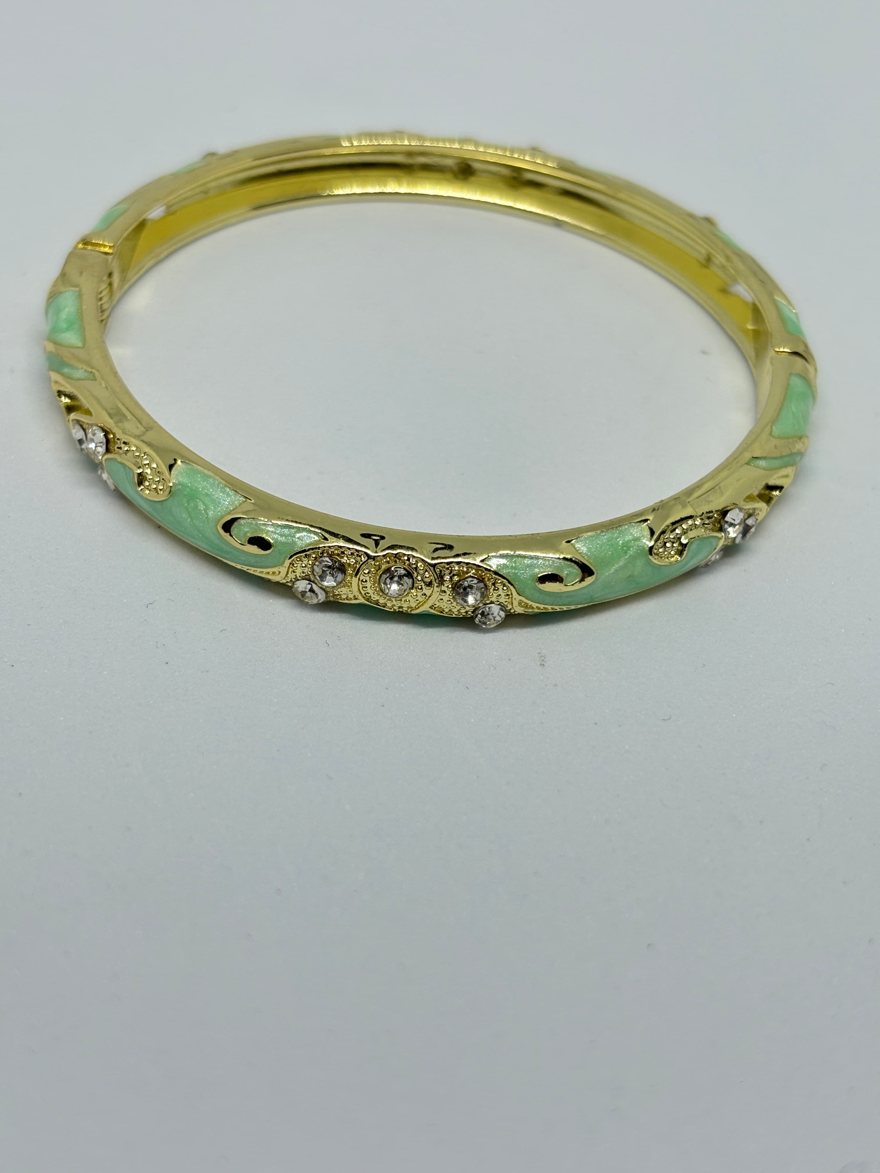 mint green enamel hinged bangle