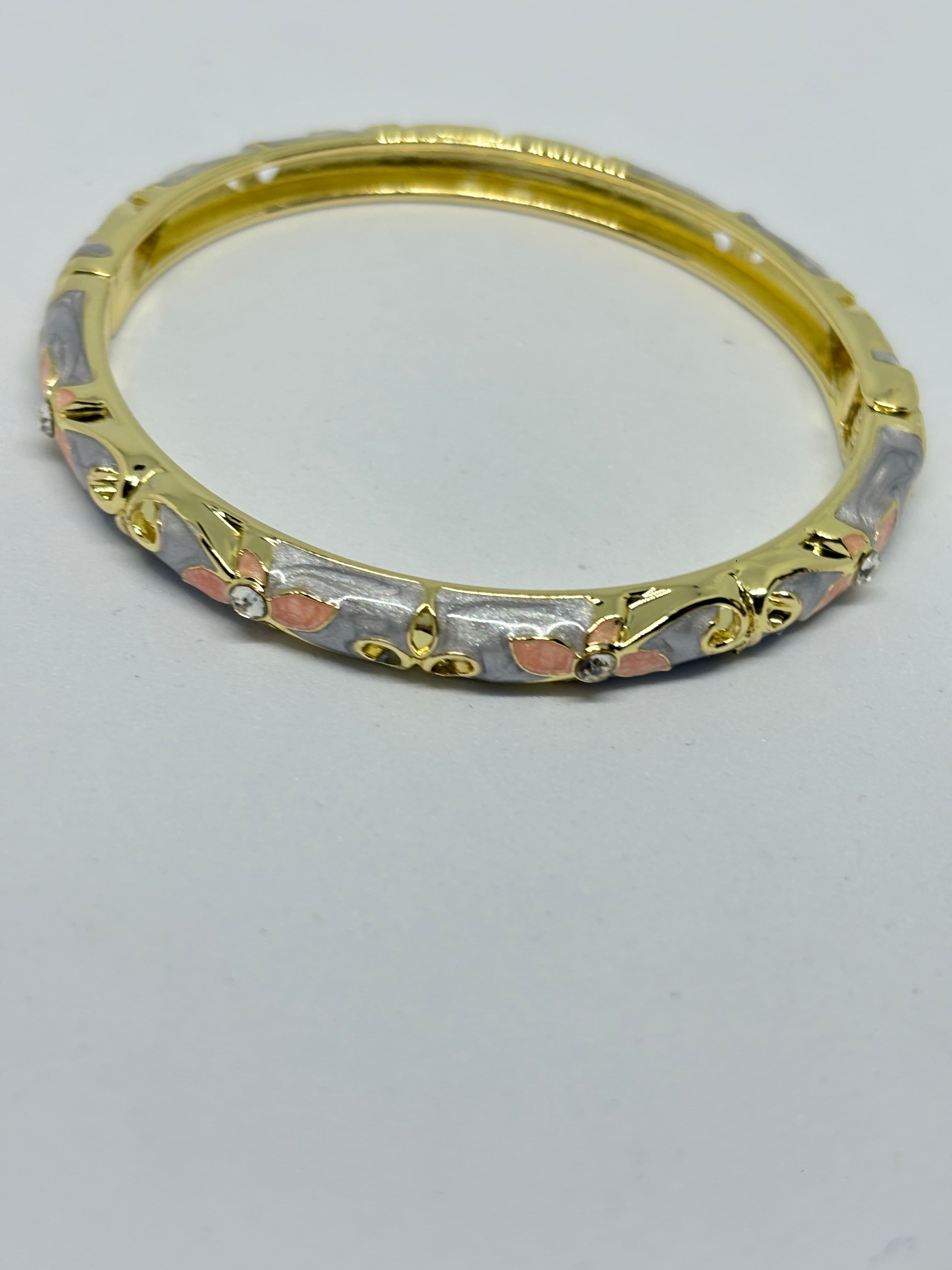 enamel floral gold bangle