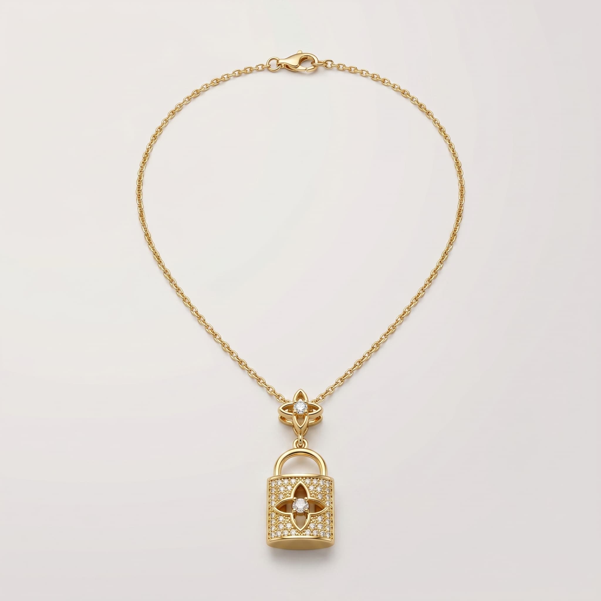 golden lock pendant necklace