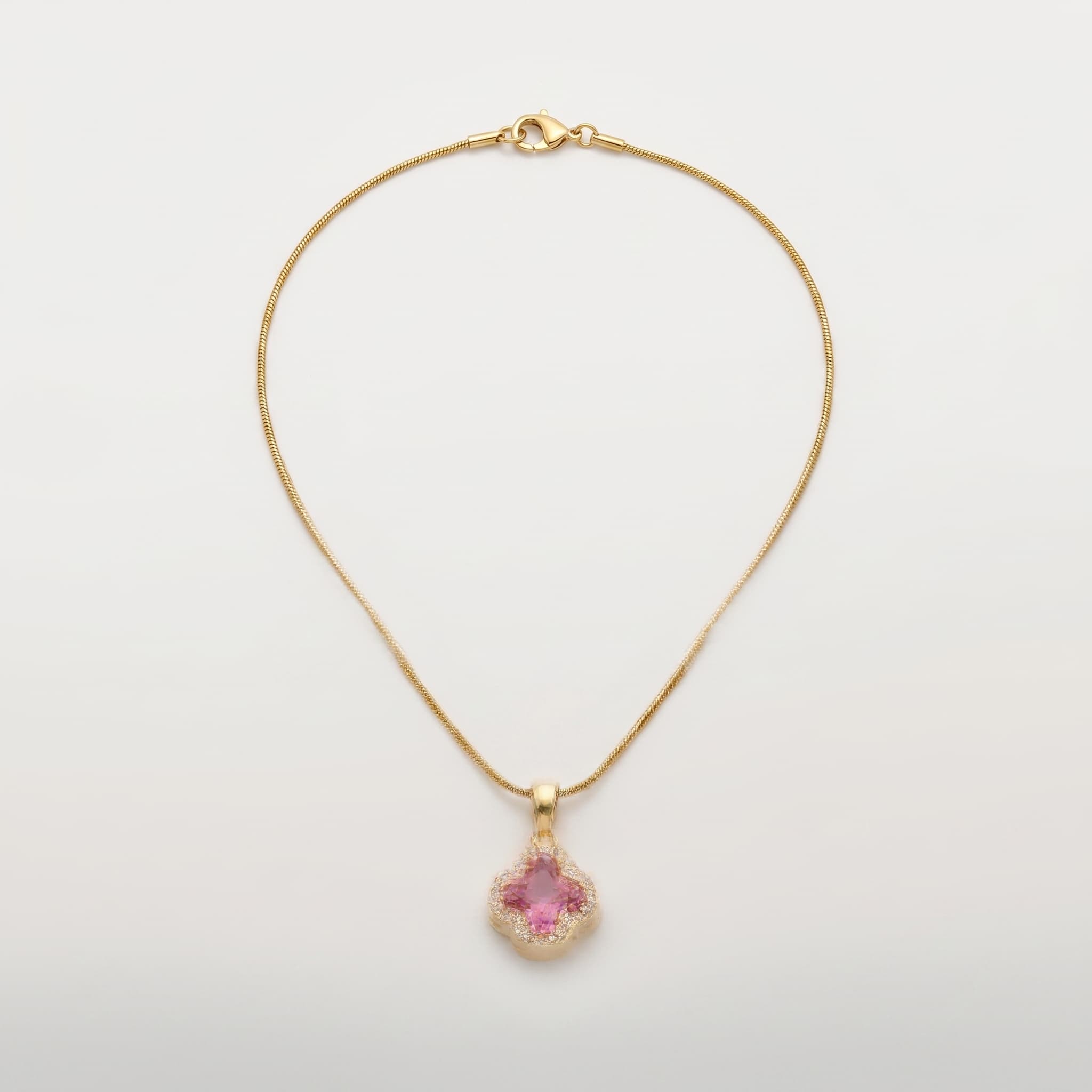pink clover pendant chain