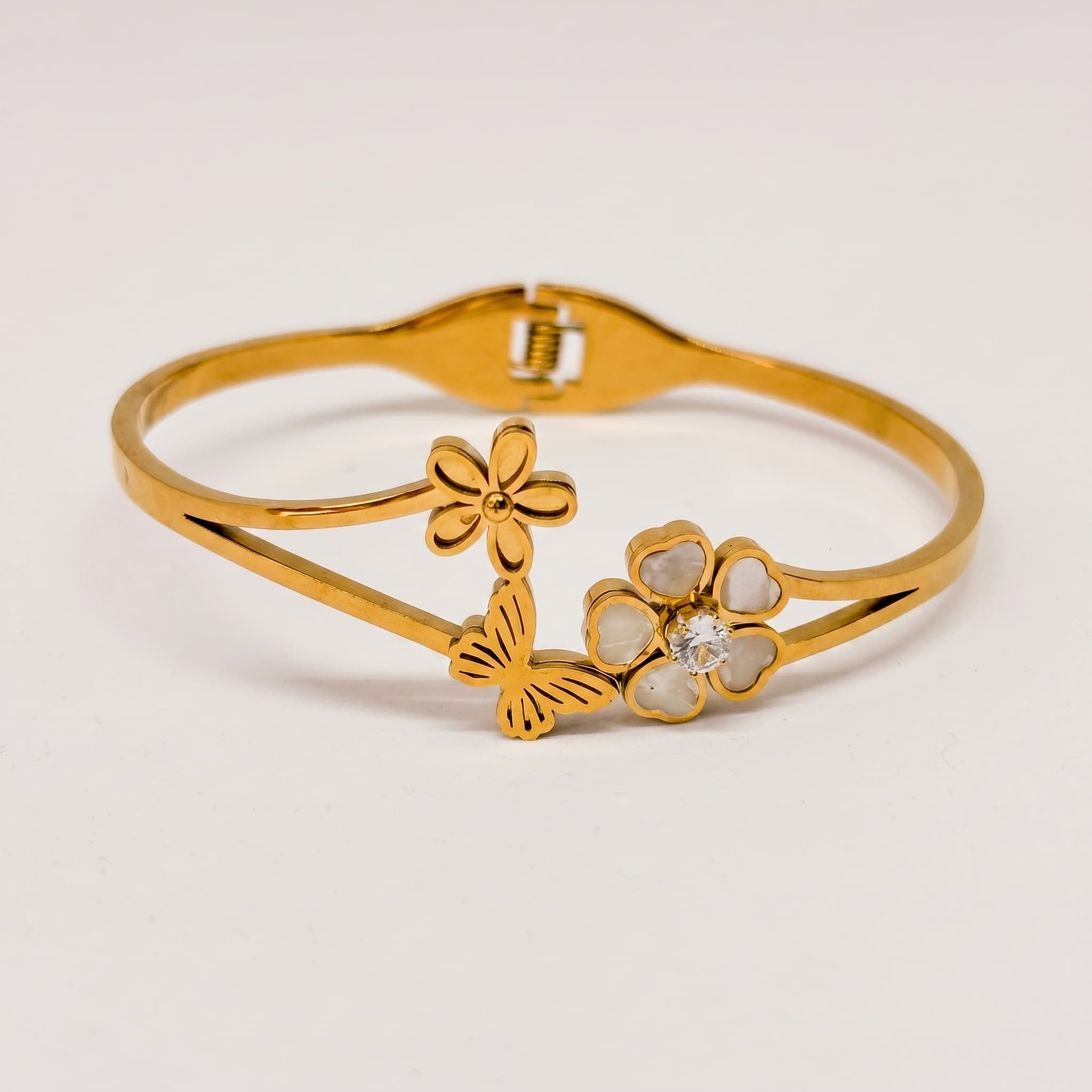 golden floral butterfly bangle