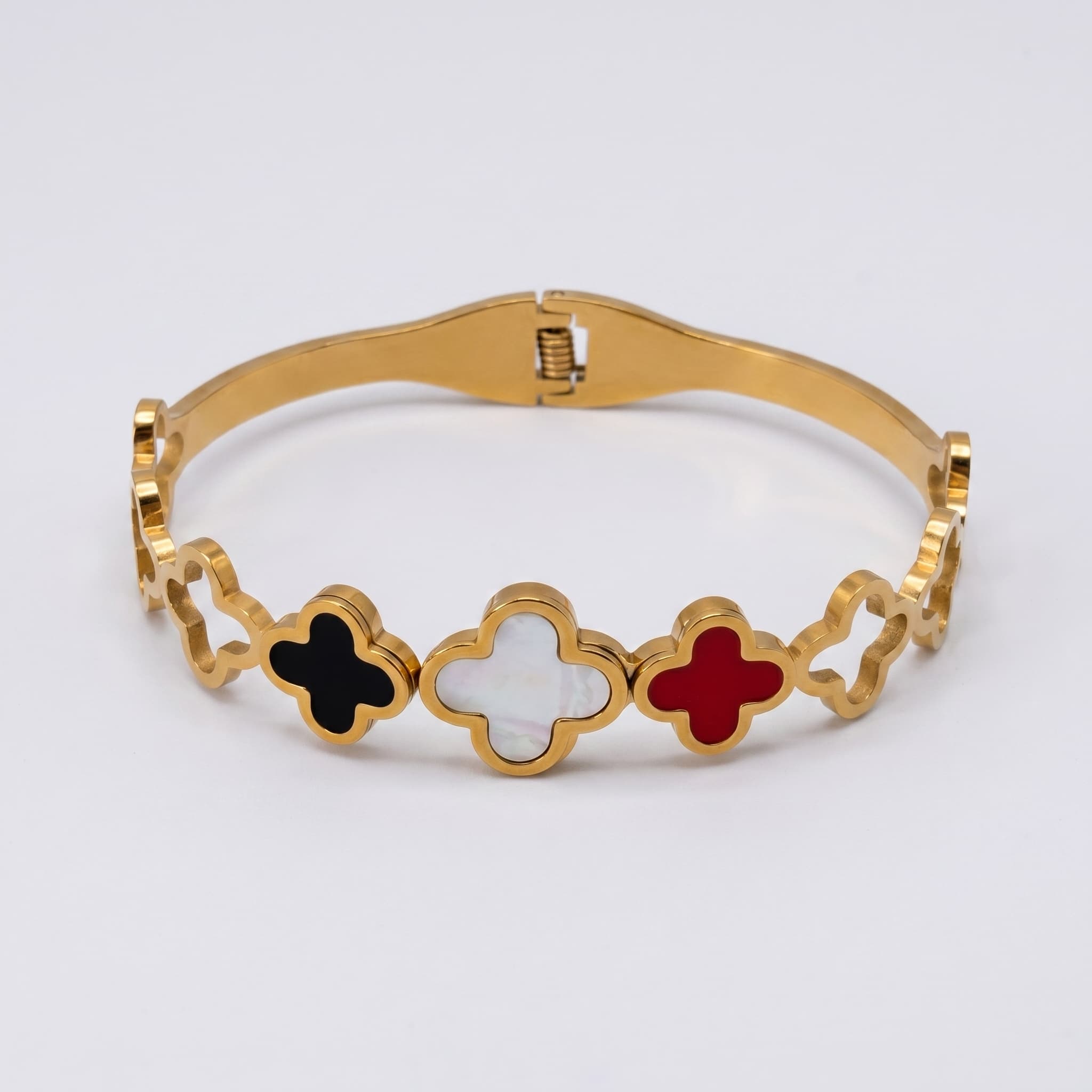 multicolor clover hinge bracelet