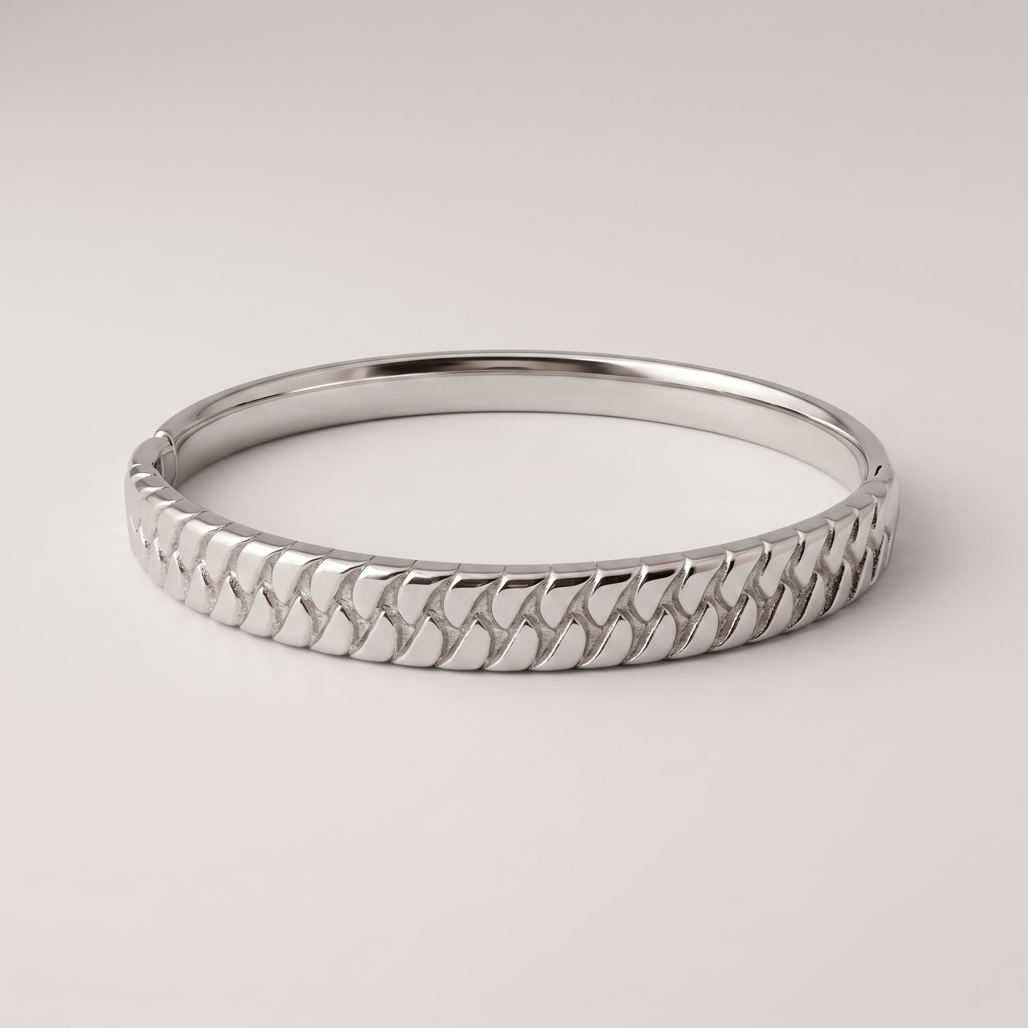 textured silver everyday bangle