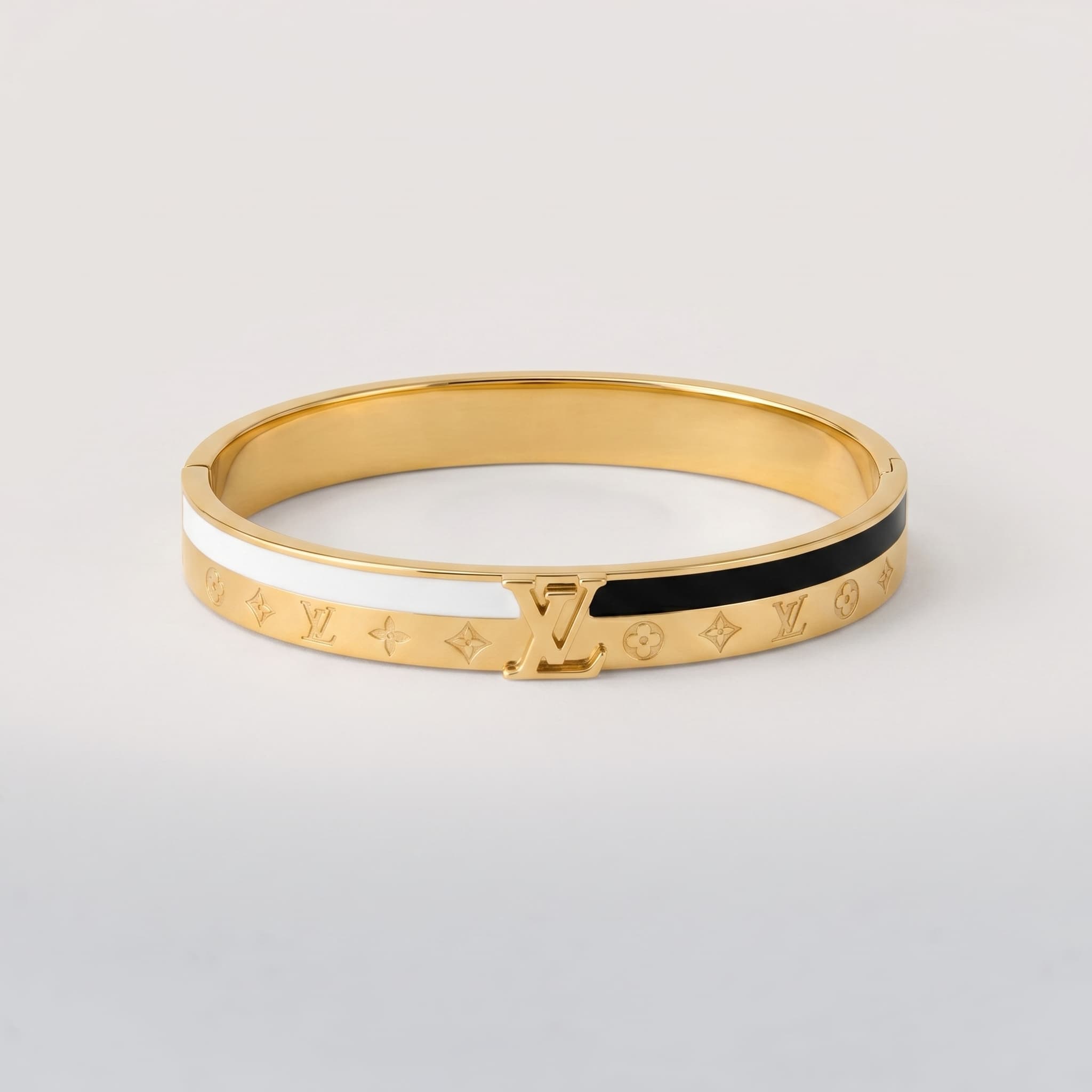 two-tone monochrome logo cuff