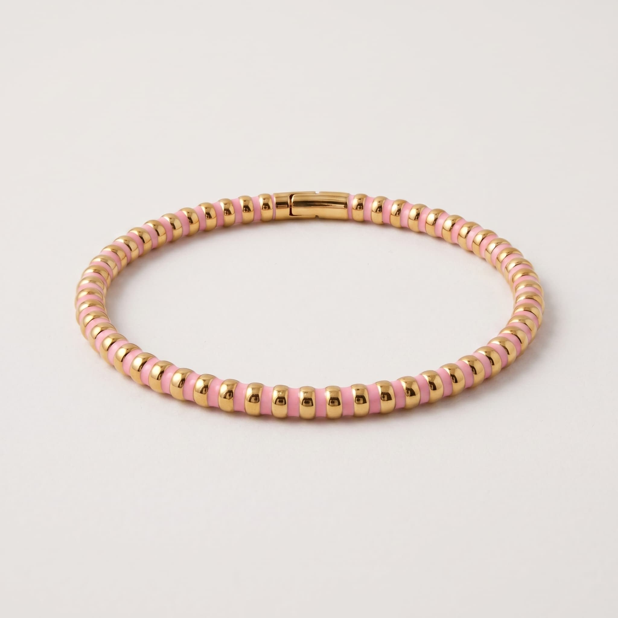 pink enamel beaded bangle
