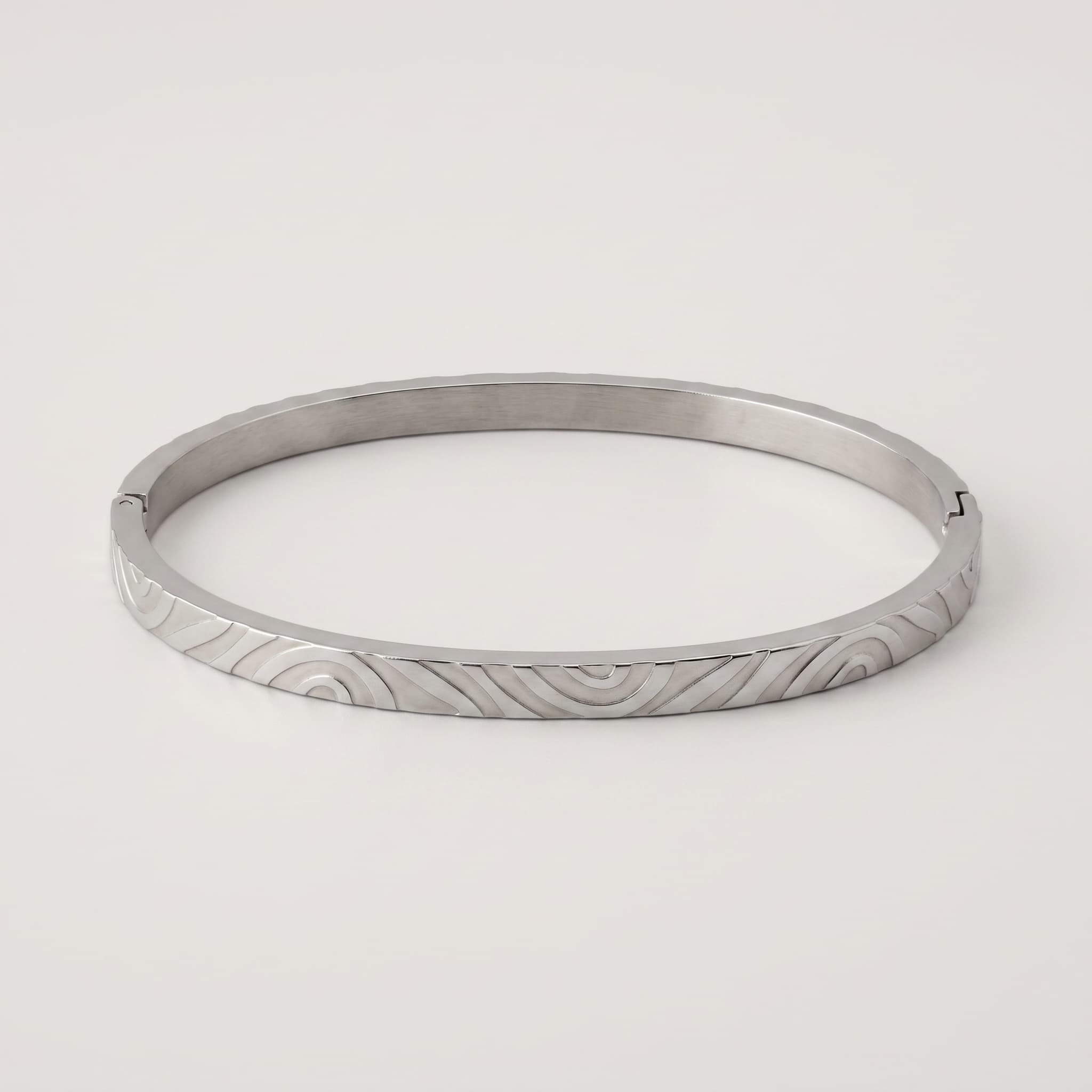 etched silver everyday cuff