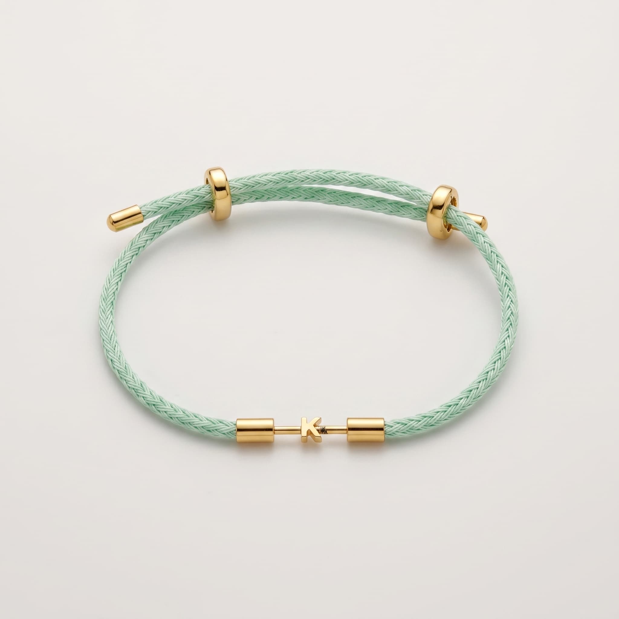 mint braided cord bracelet (With Initial)