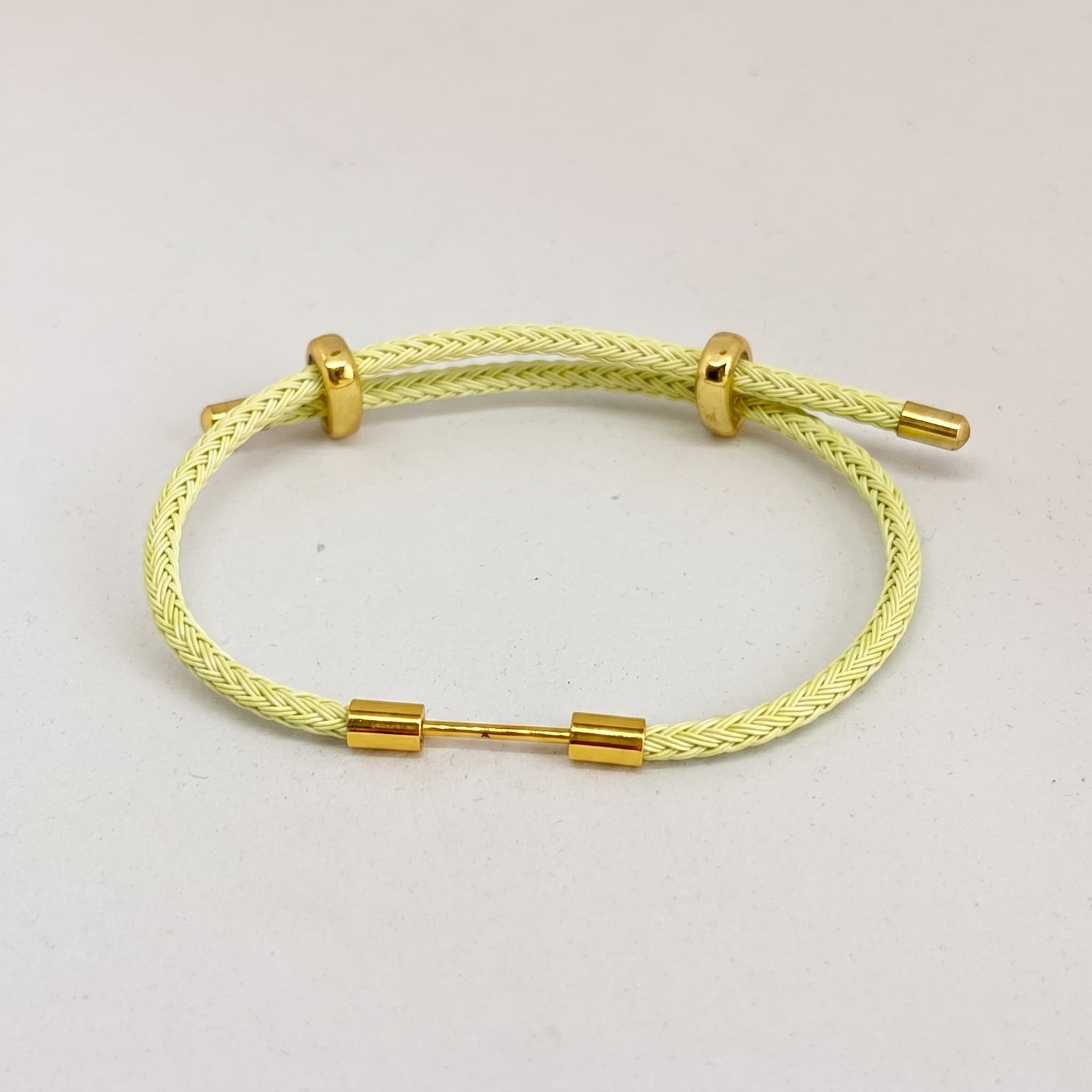 pale lime braided cord bracelet (With Initial)