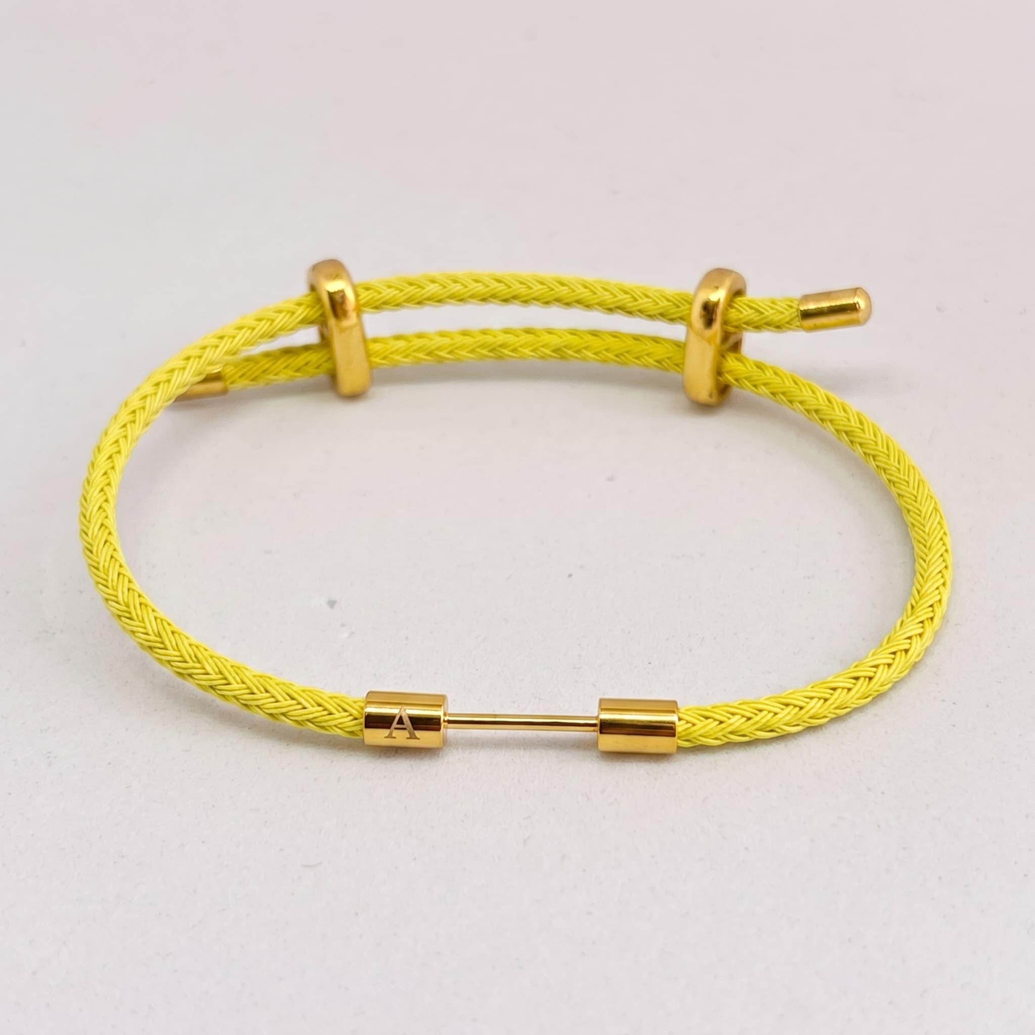 lemon yellow braided cord bracelet (With Initial)