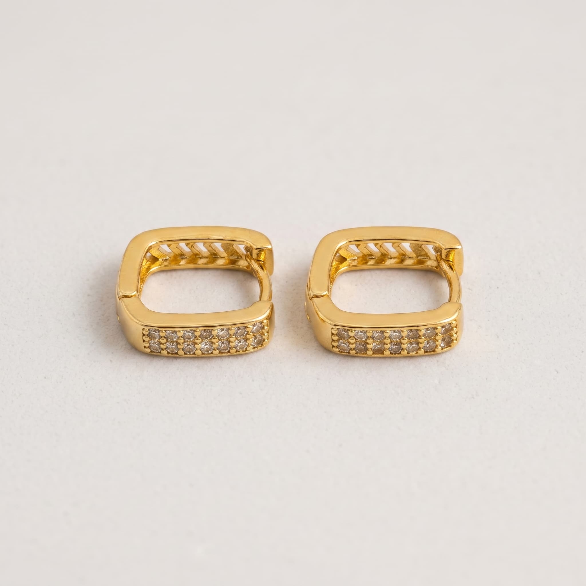 rectangular gold huggie hoops