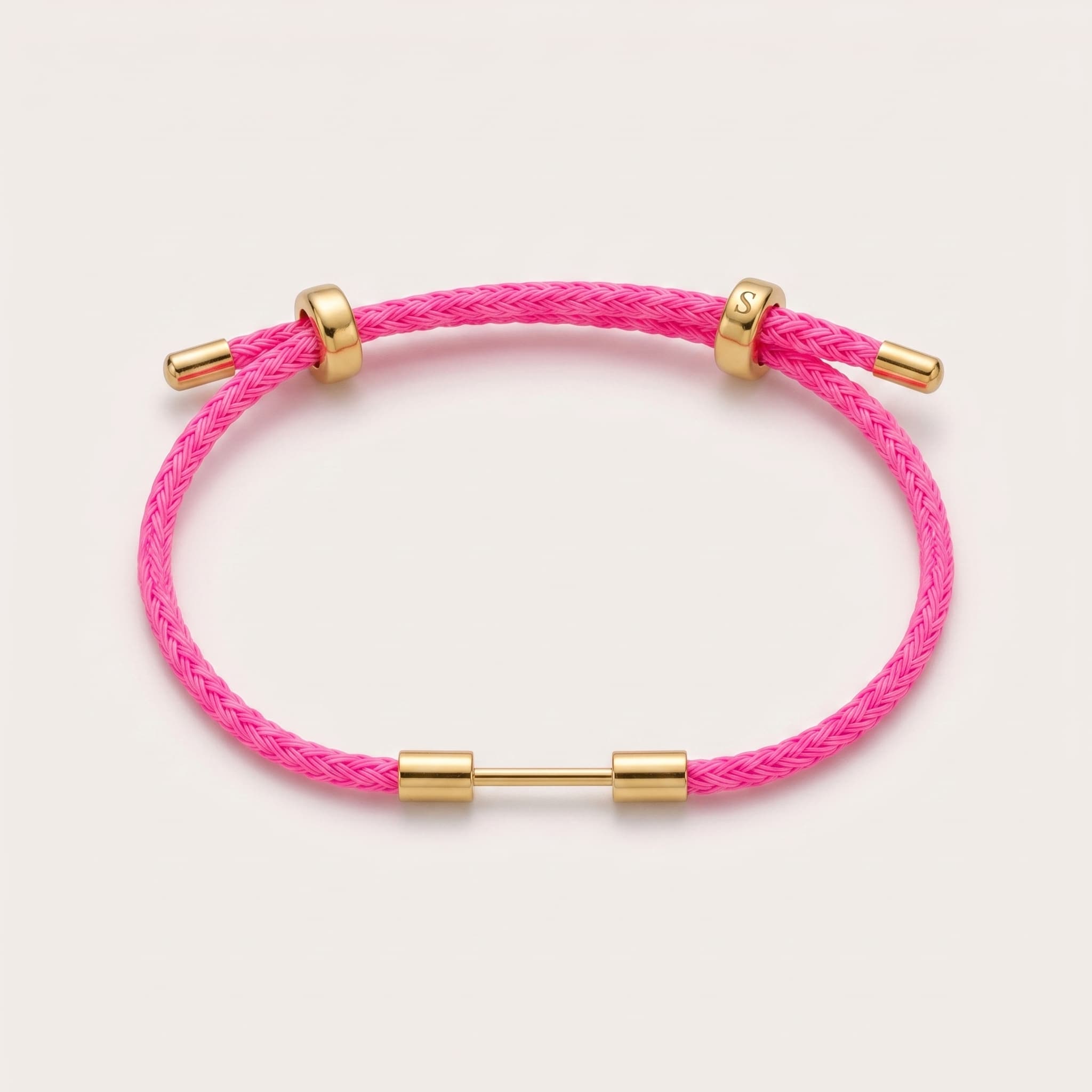neon pink braided bracelet (With Initial)
