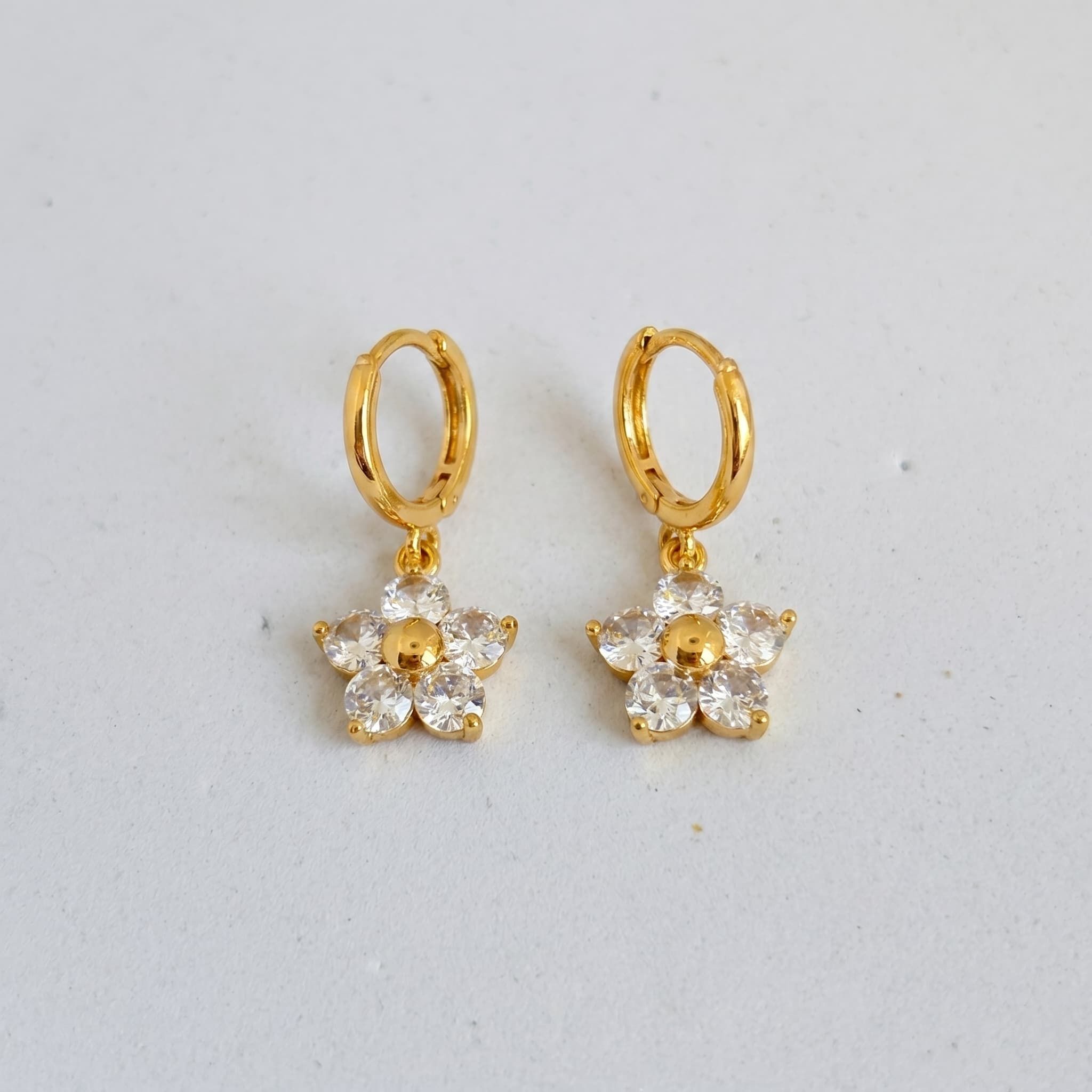 dainty crystal flower hoops