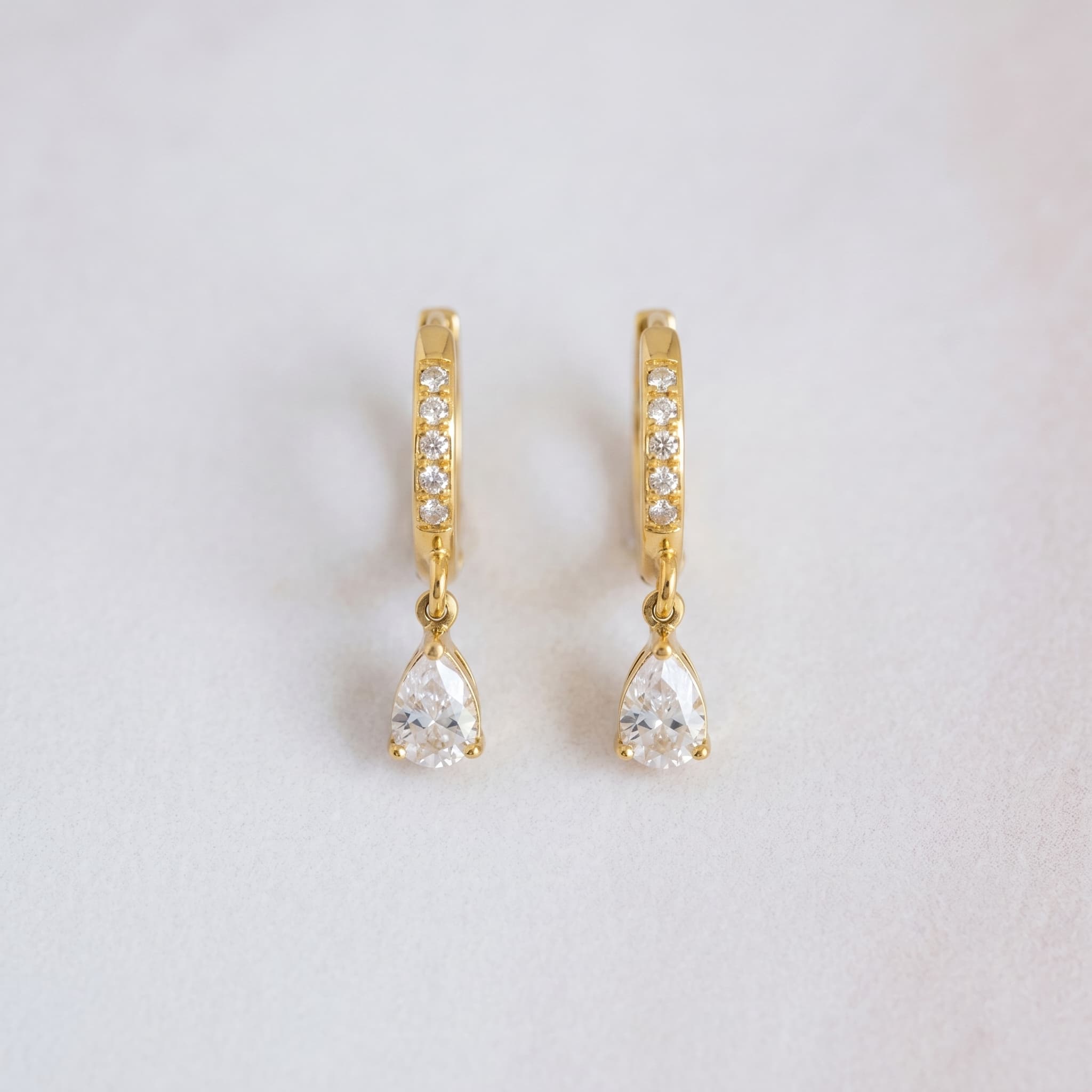 dainty teardrop stone hoops