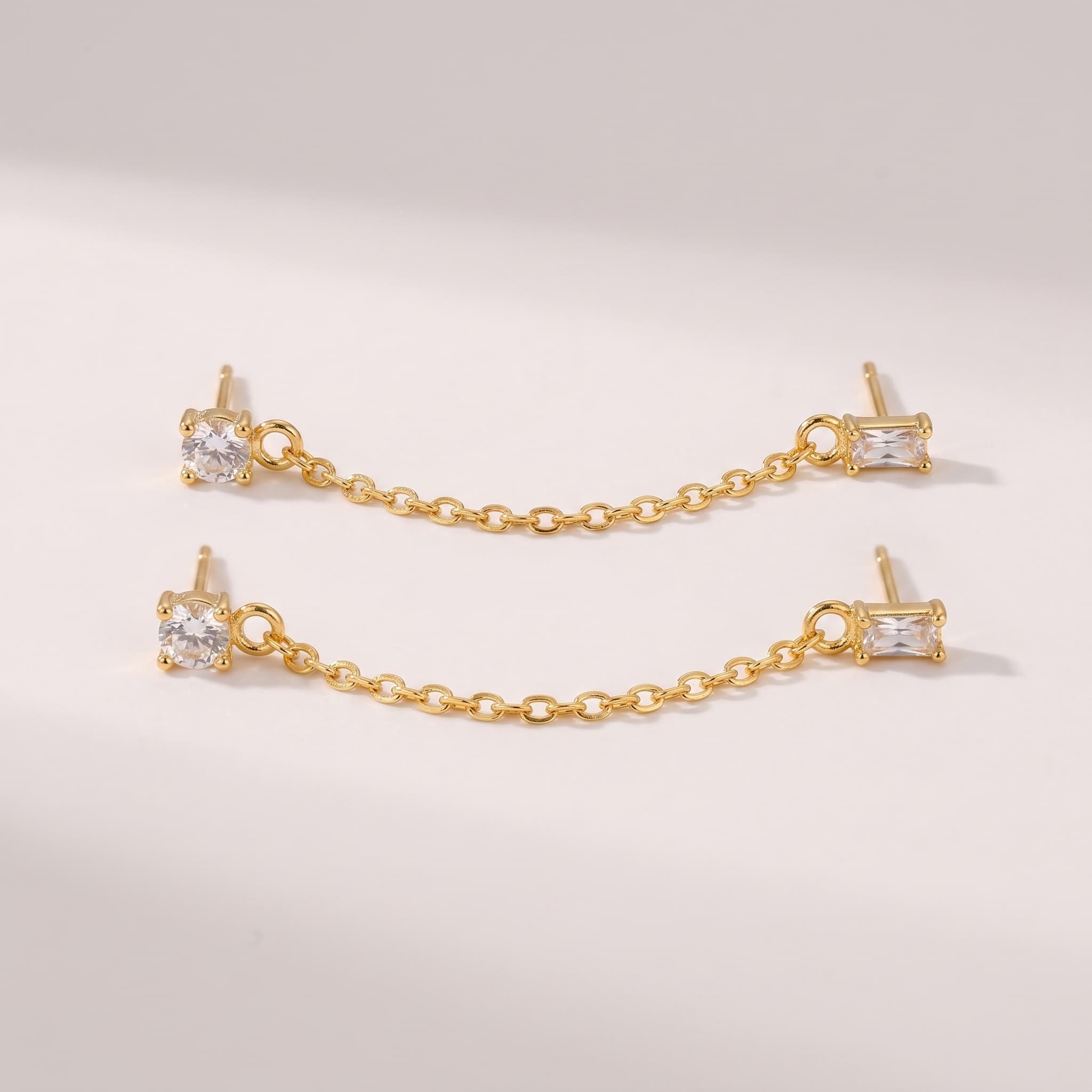 dainty double stone ball studs (Pair)
