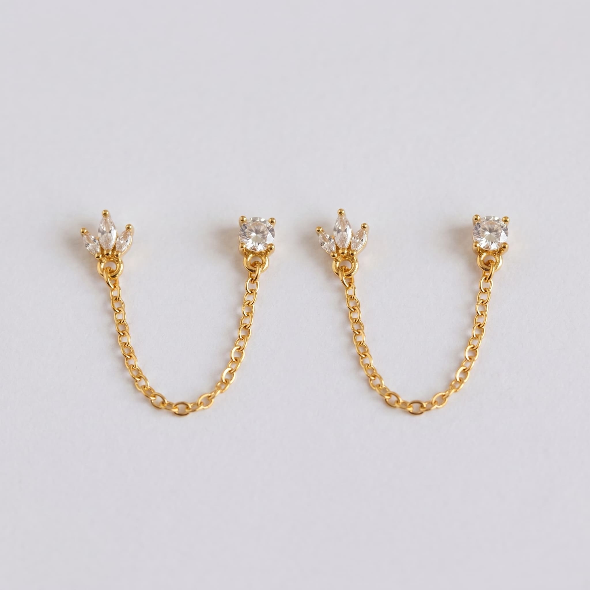 dainty double piercing ball studs (Pair)