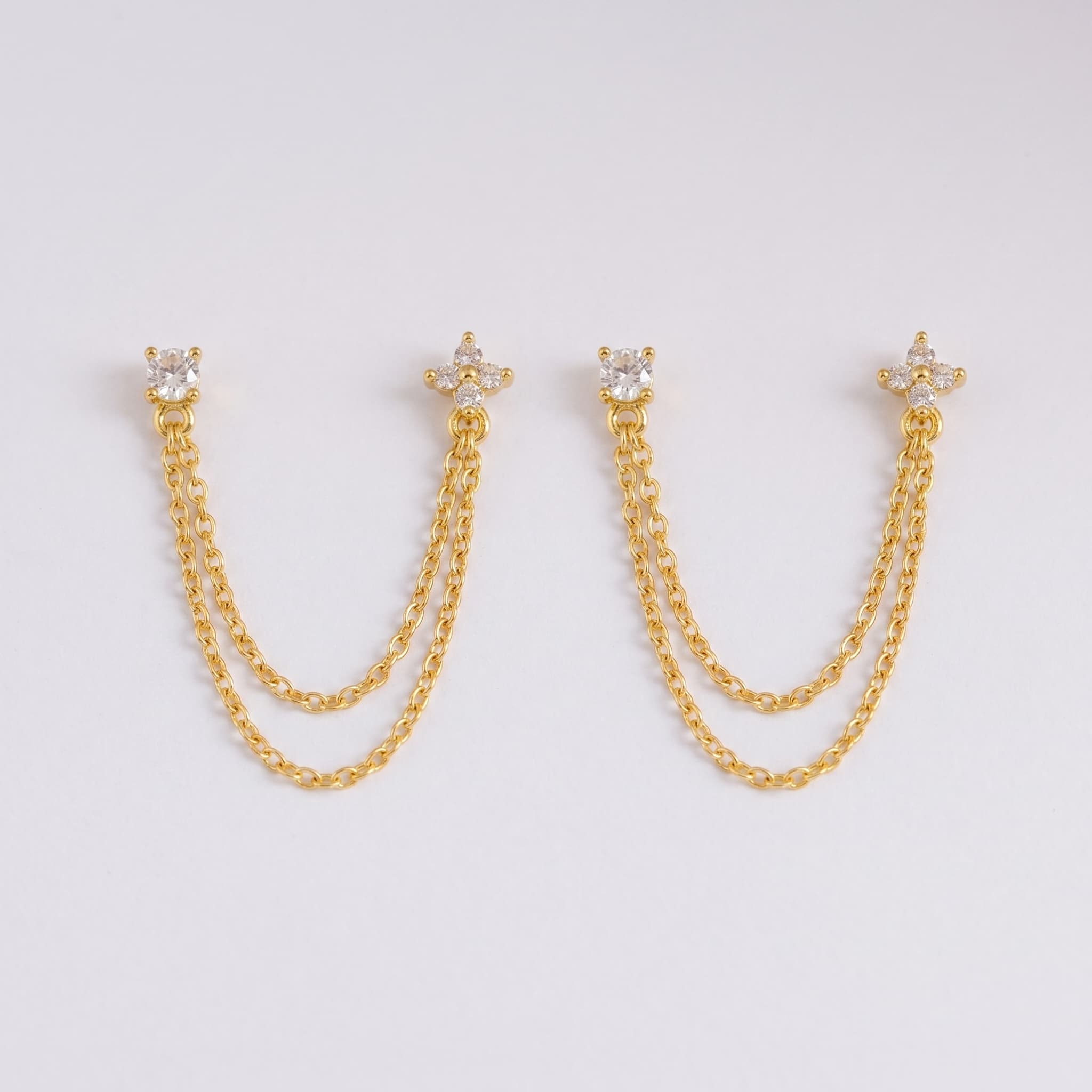 double chain flower ball studs