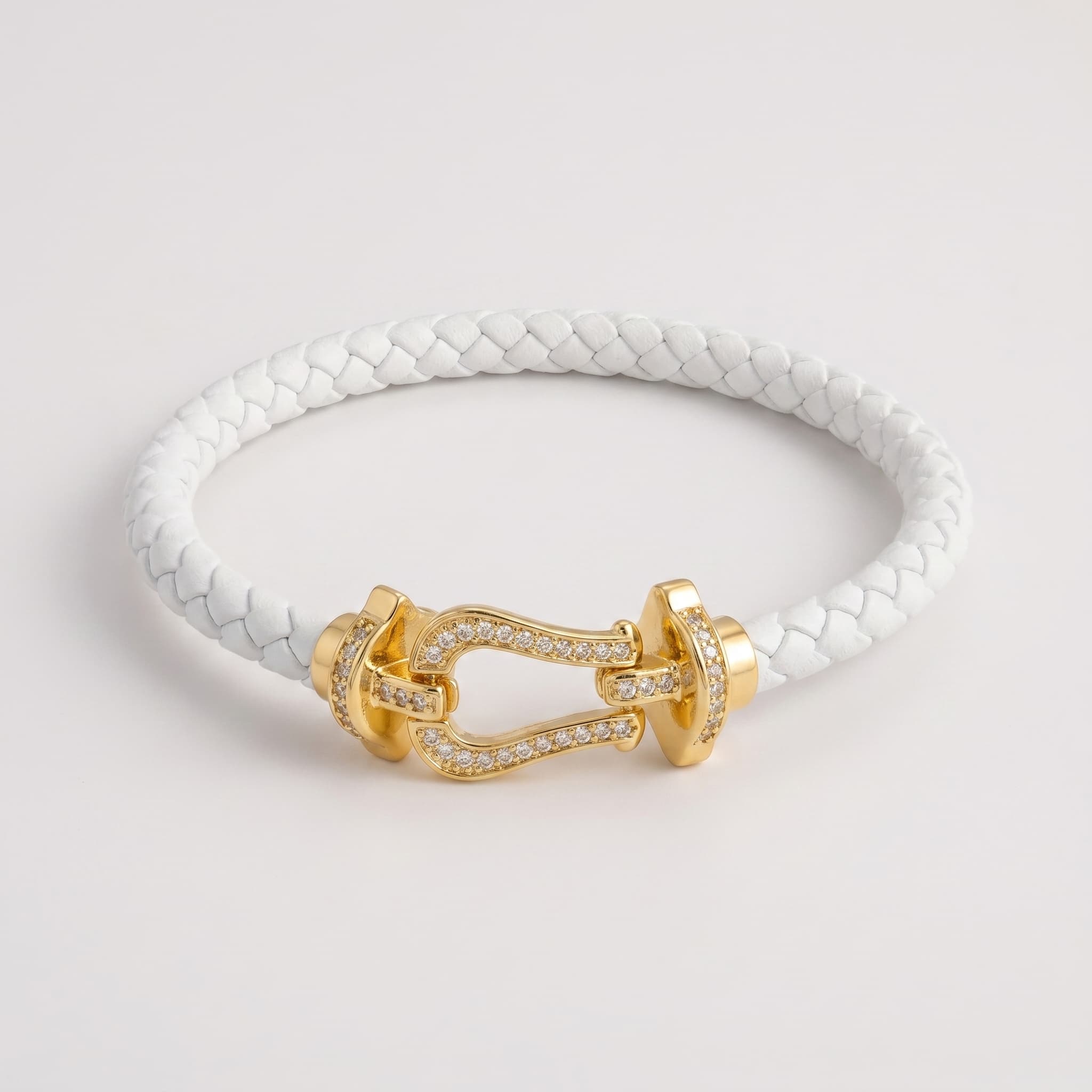 white braided gold clasp bracelet