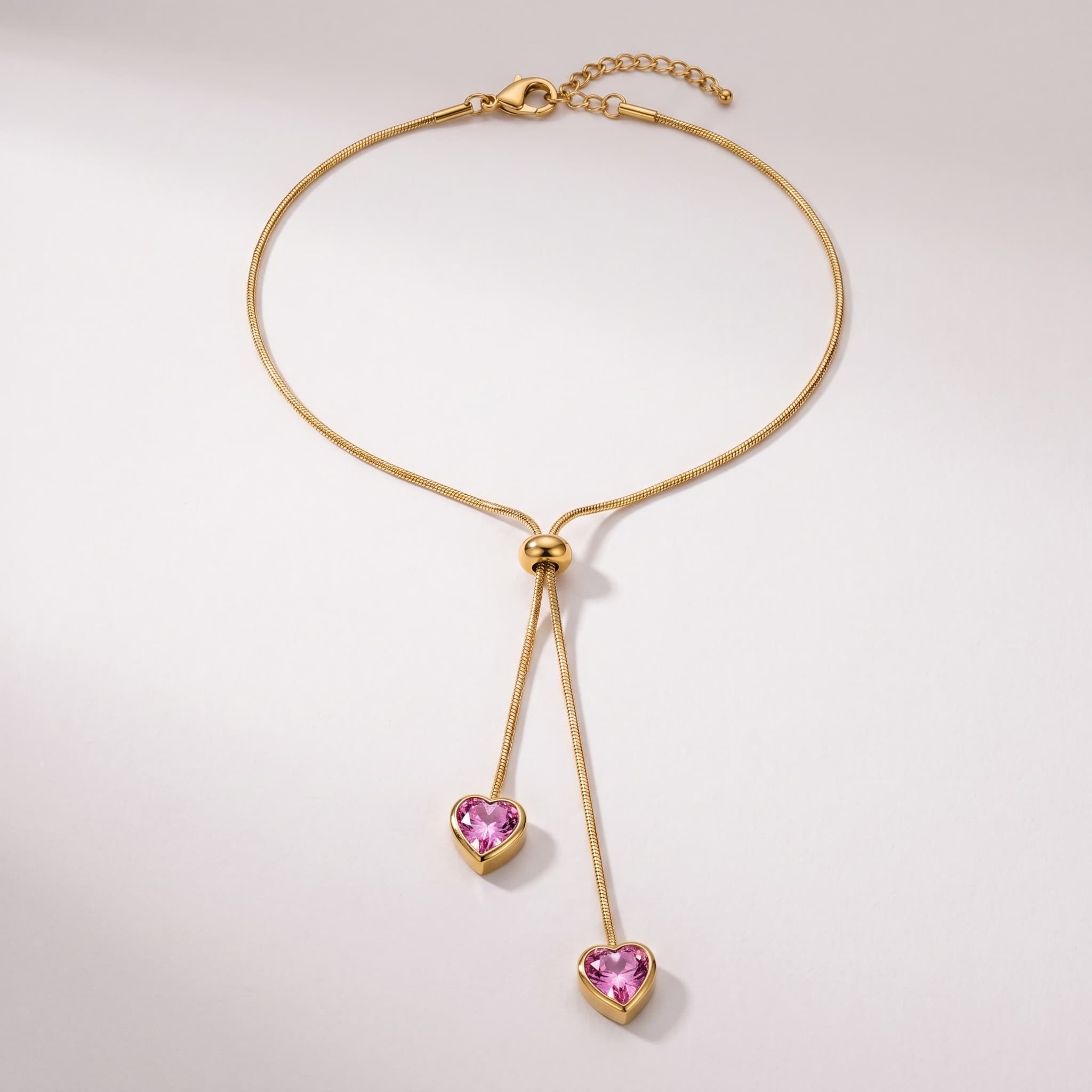pink heart sliding pendant necklace
