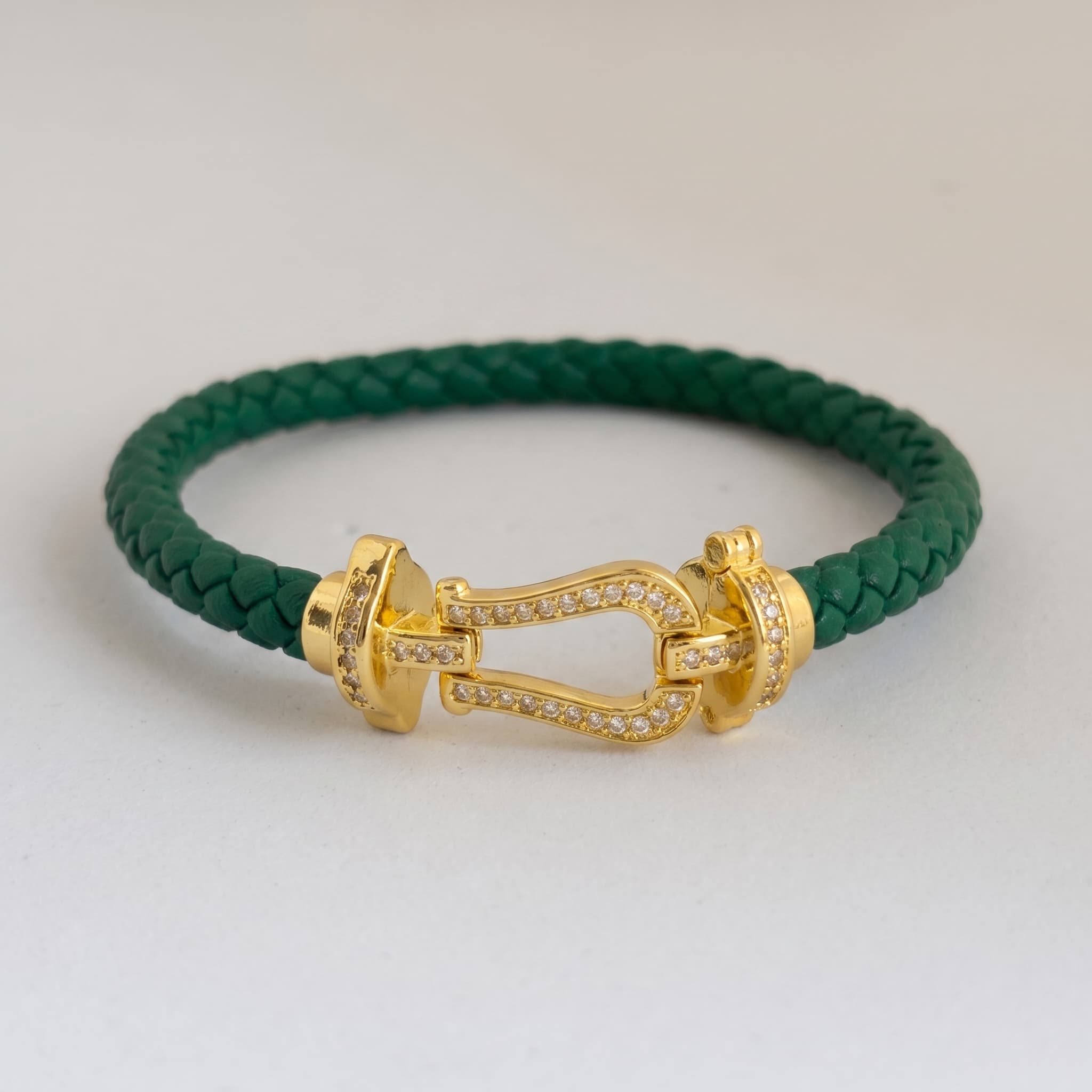emerald braided buckle bracelet