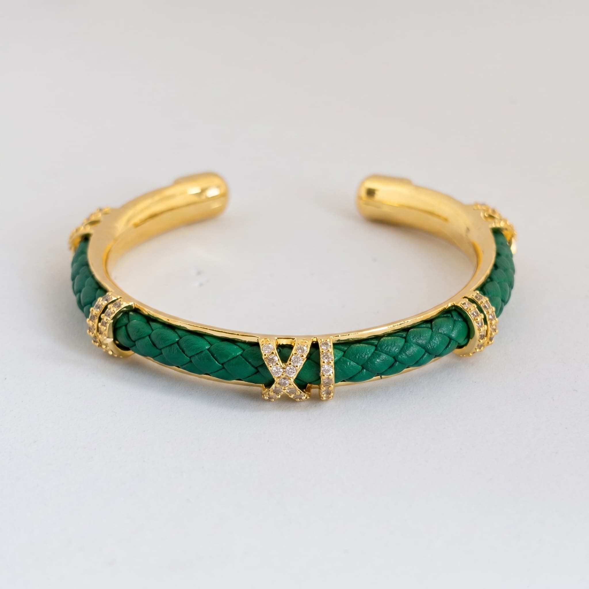 emerald braided gold cuff