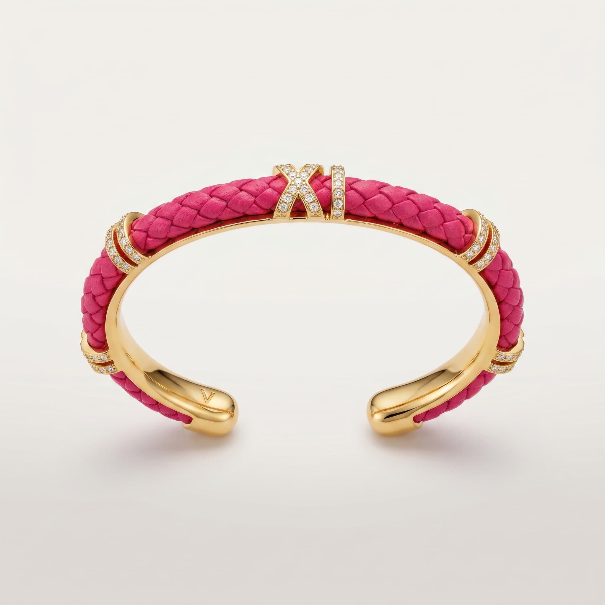 bright pink braided gold cuff