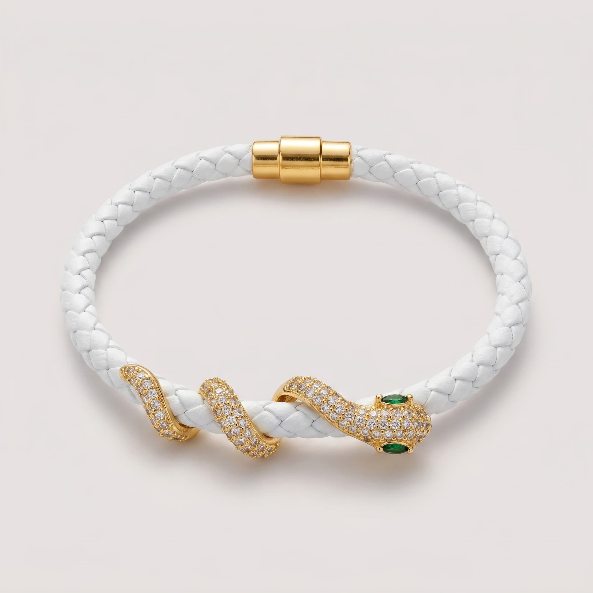 white braided snake charm bracelet