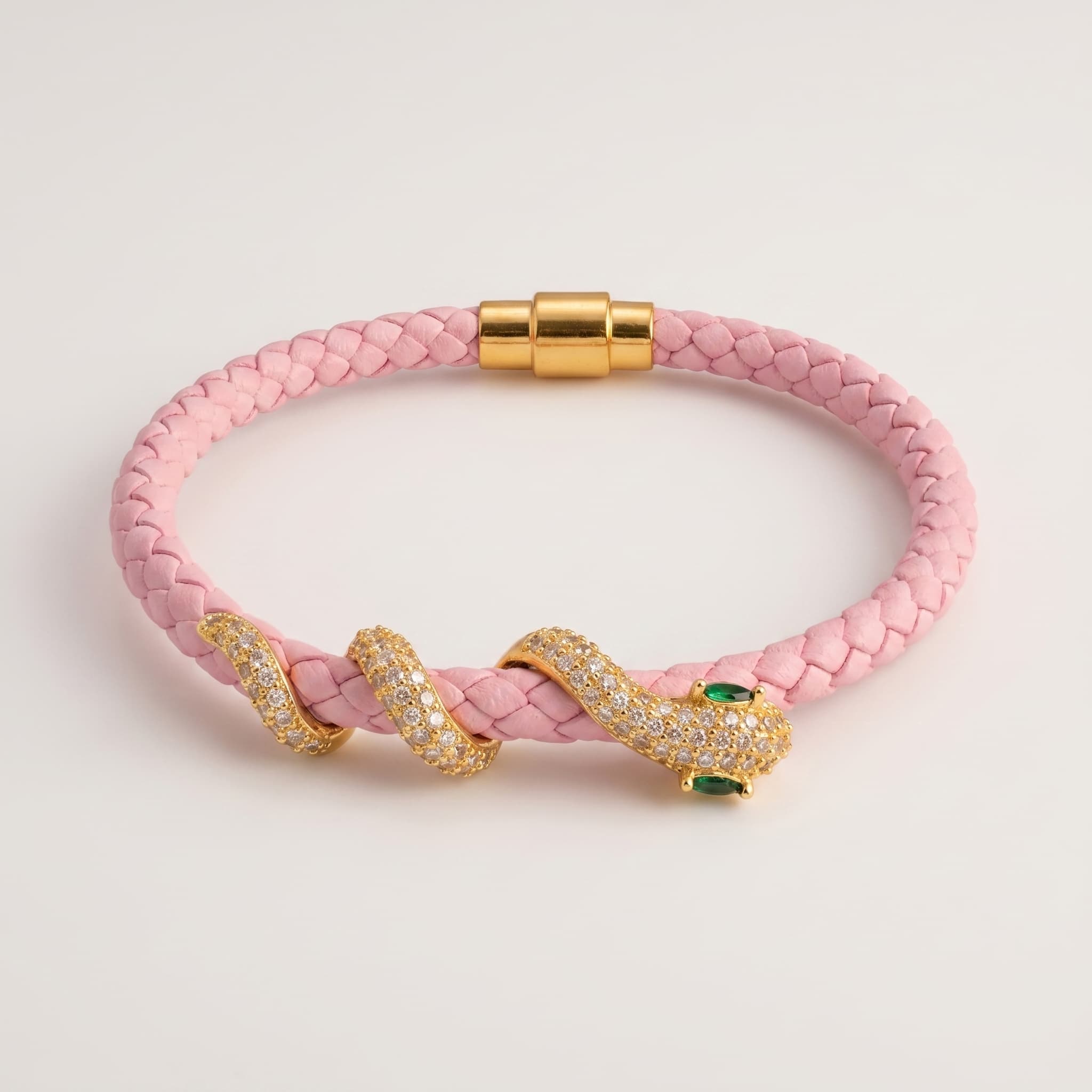 pink braided snake bracelet
