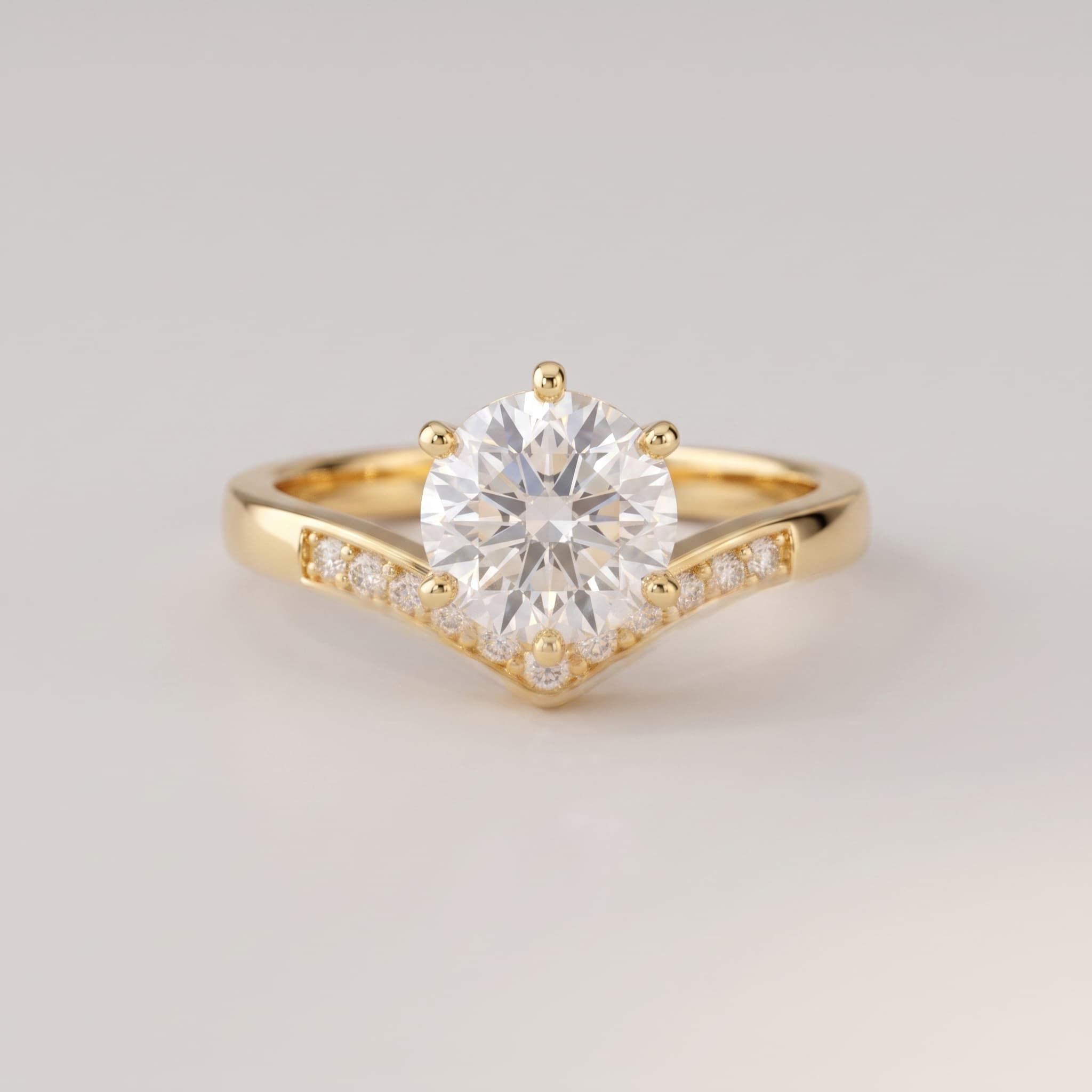 v-shape solitaire ring