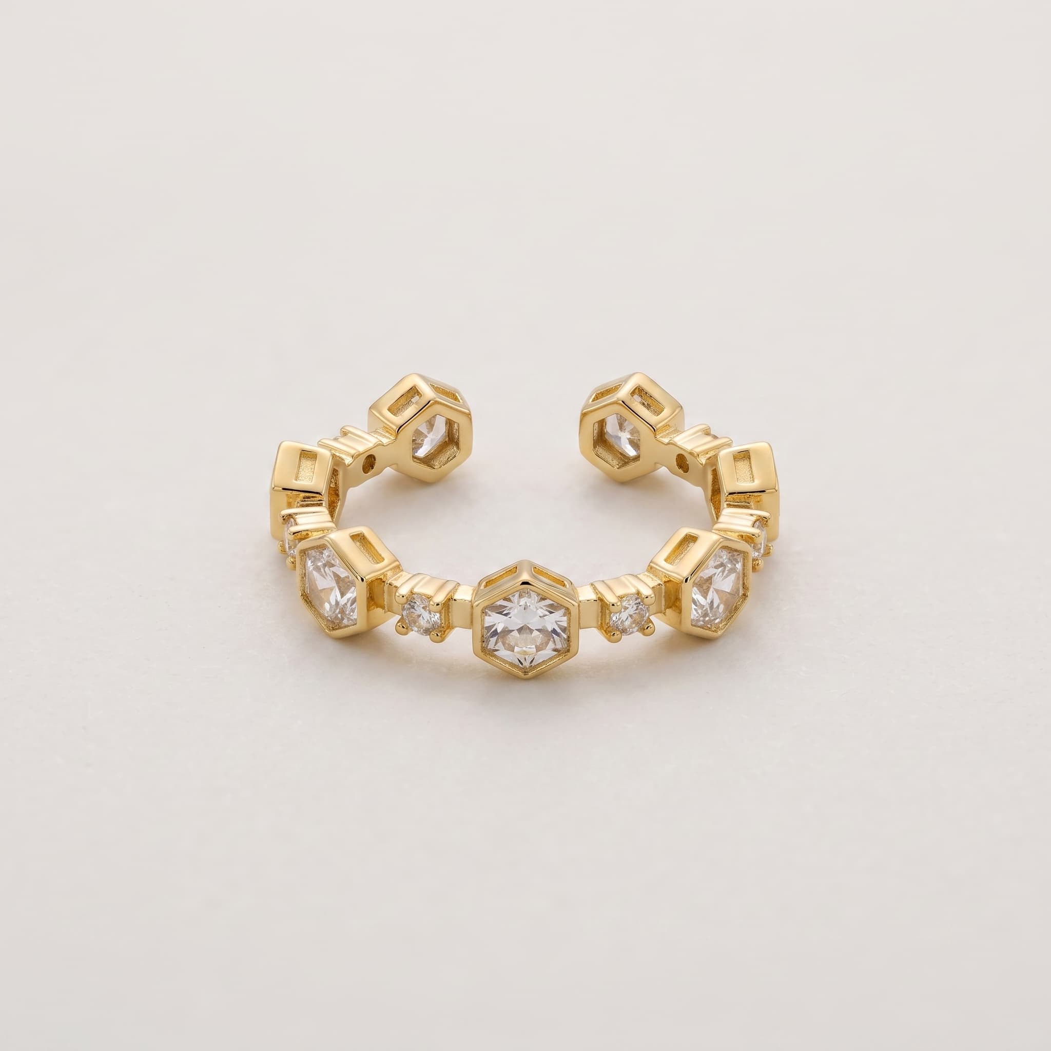 hexagon stone gold band