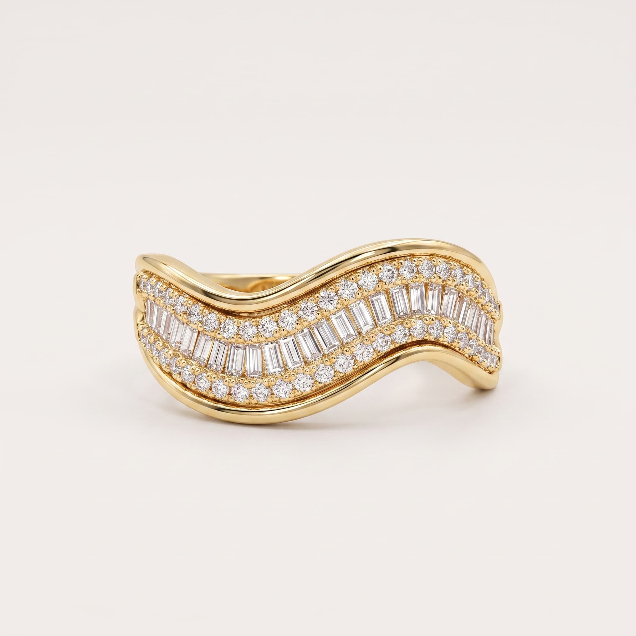 wavy baguette stone ring