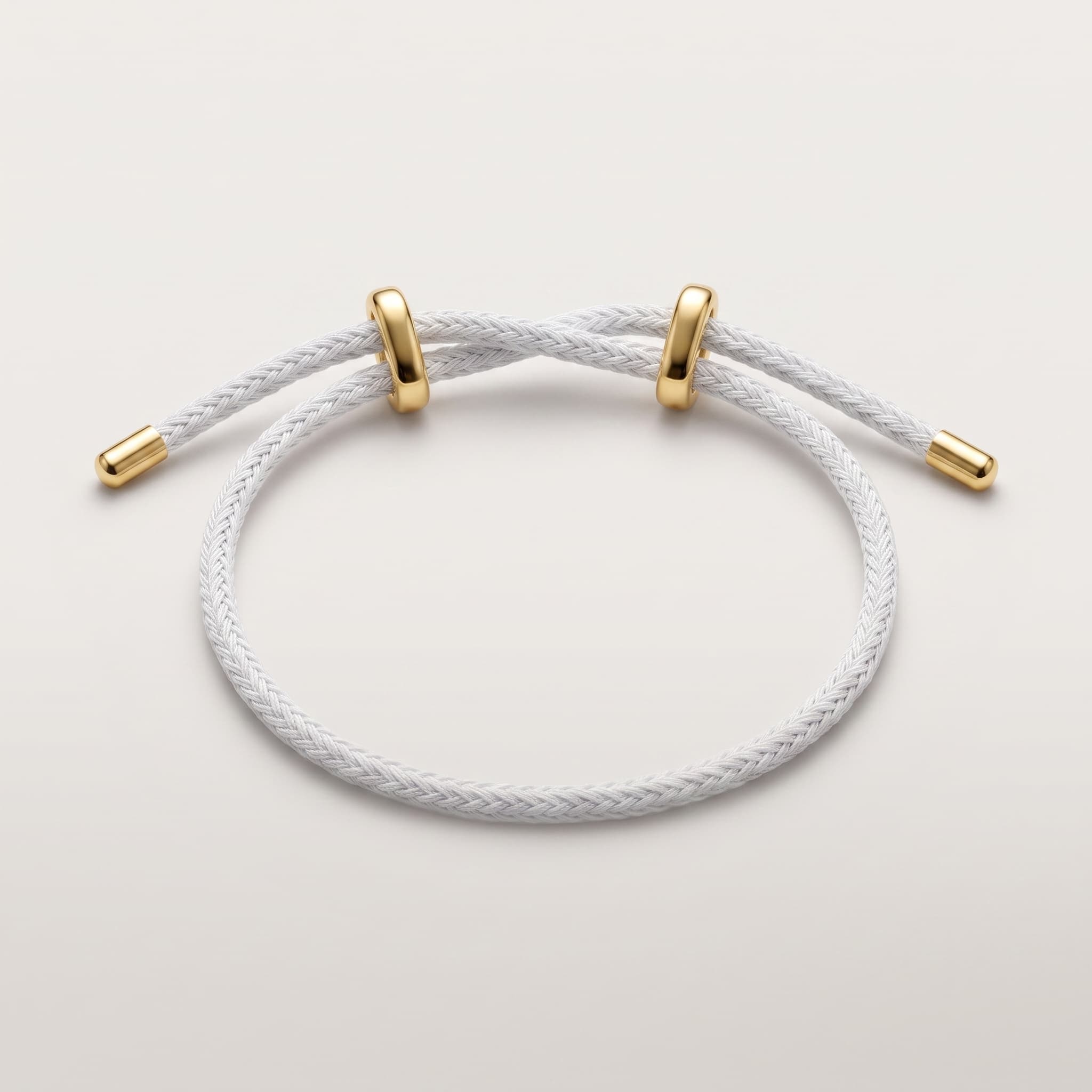 minimal white braided slider bracelet