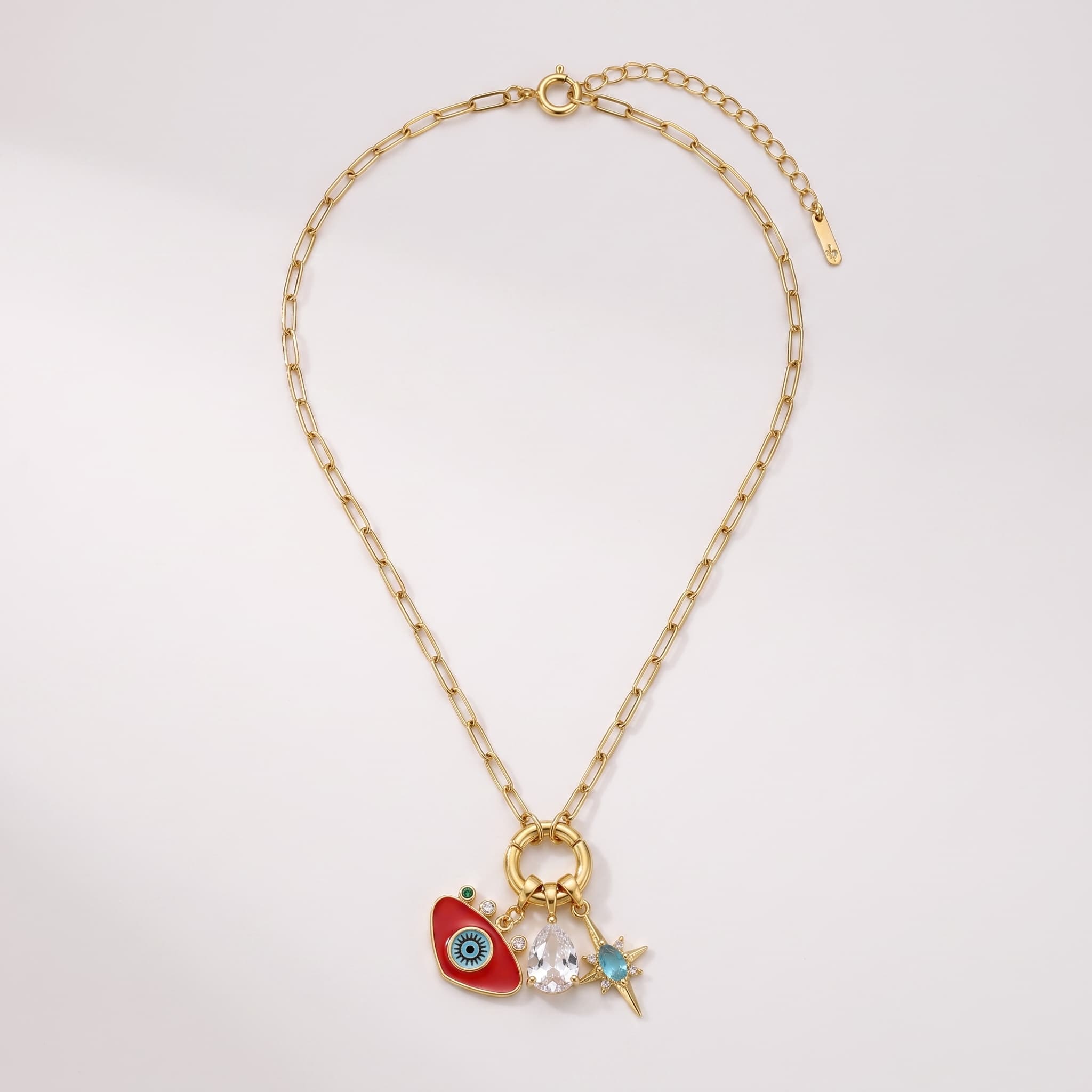 red evil eye charm necklace