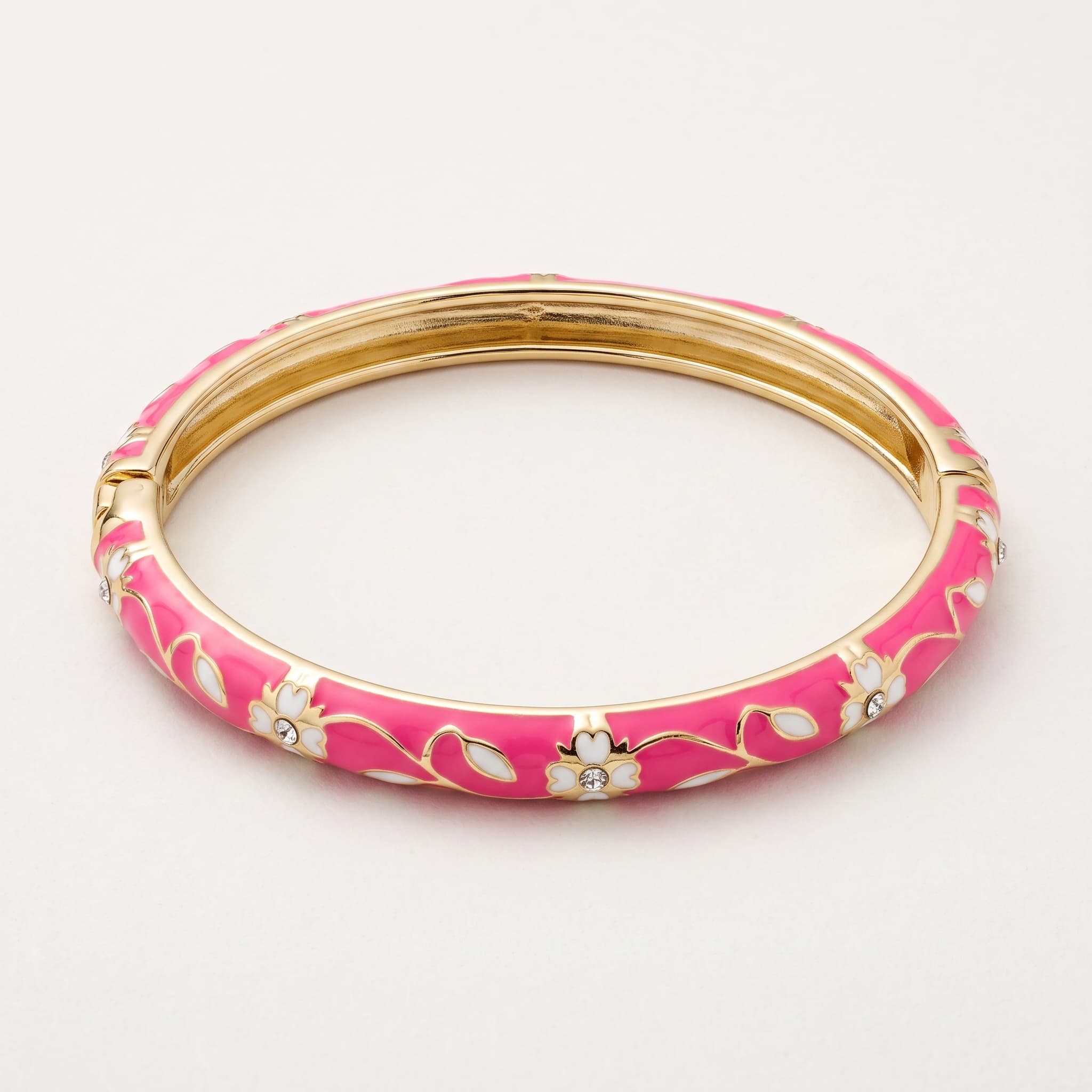 pink floral enamel bangle