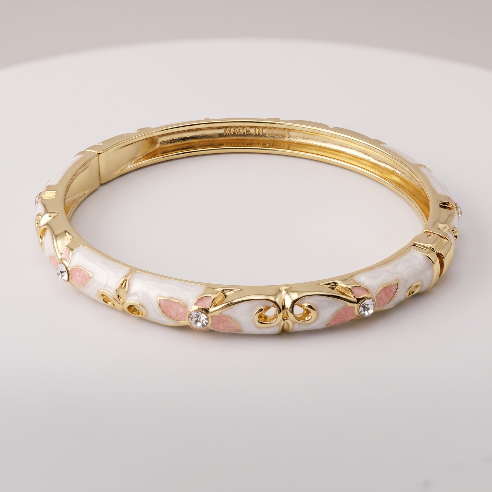 enamel flower hinged cuff