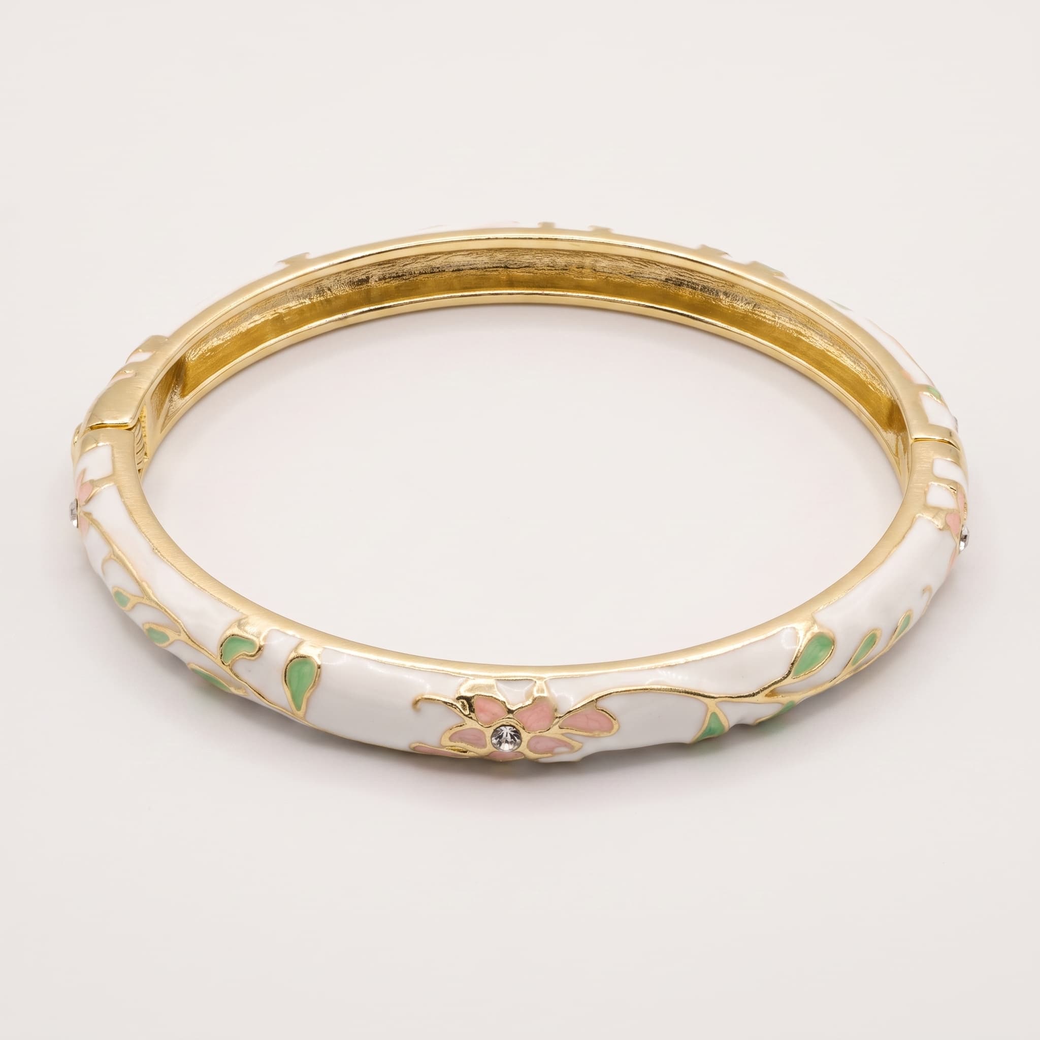 enamel floral hinged bangle