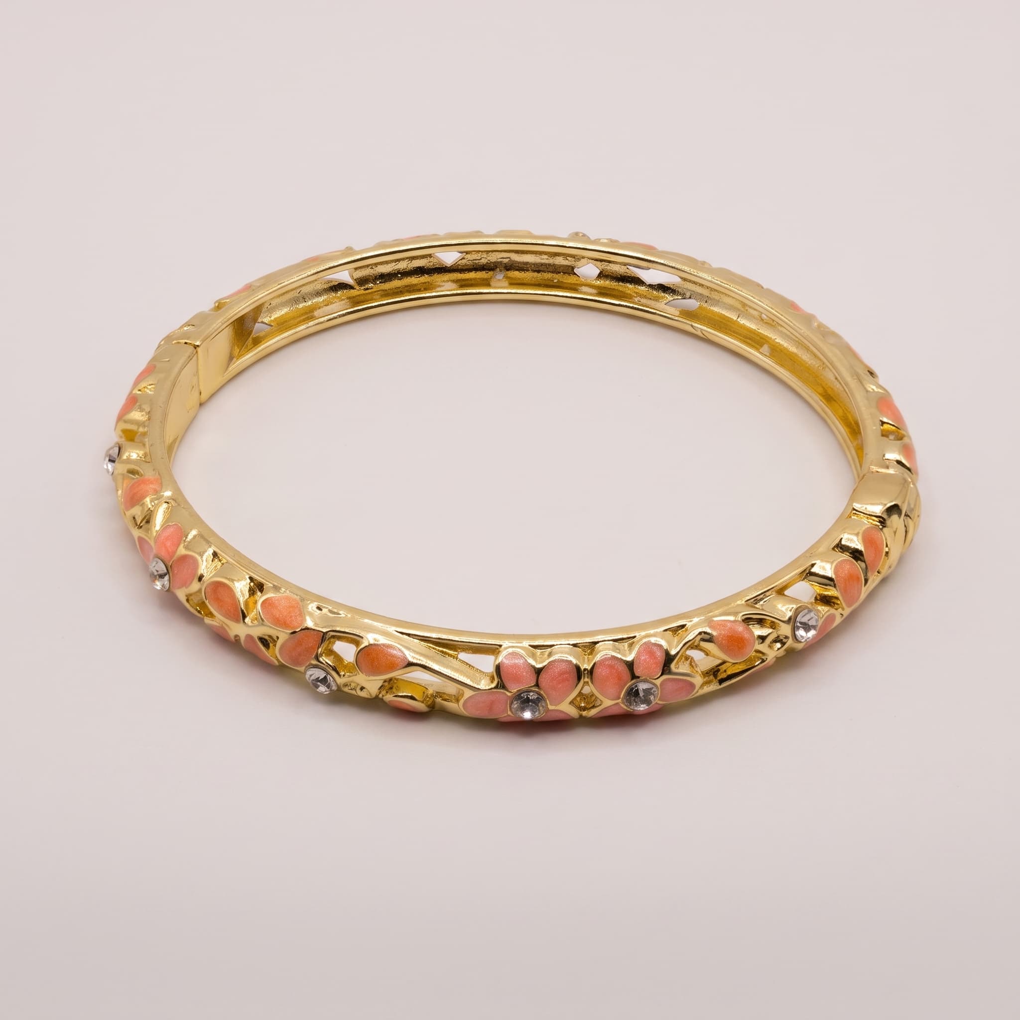 peach blossom enamel bangle
