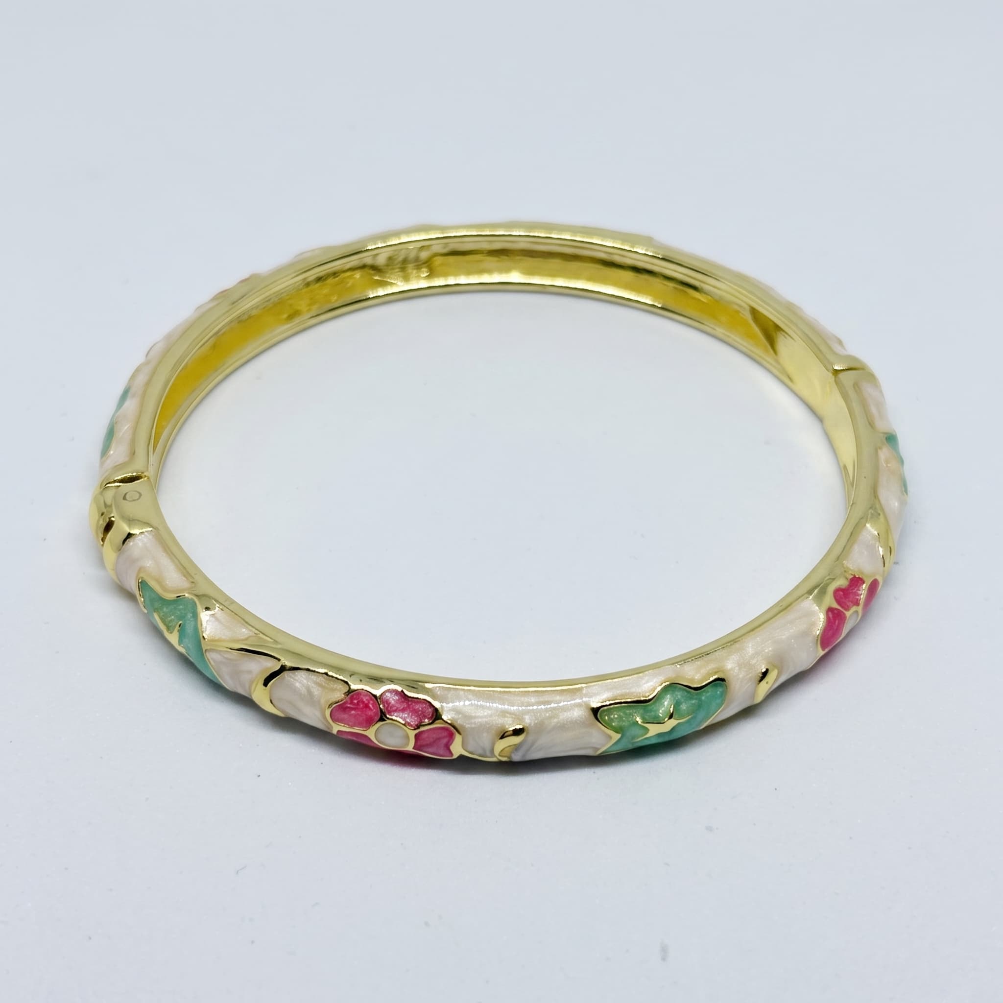 enamel floral gold bangle
