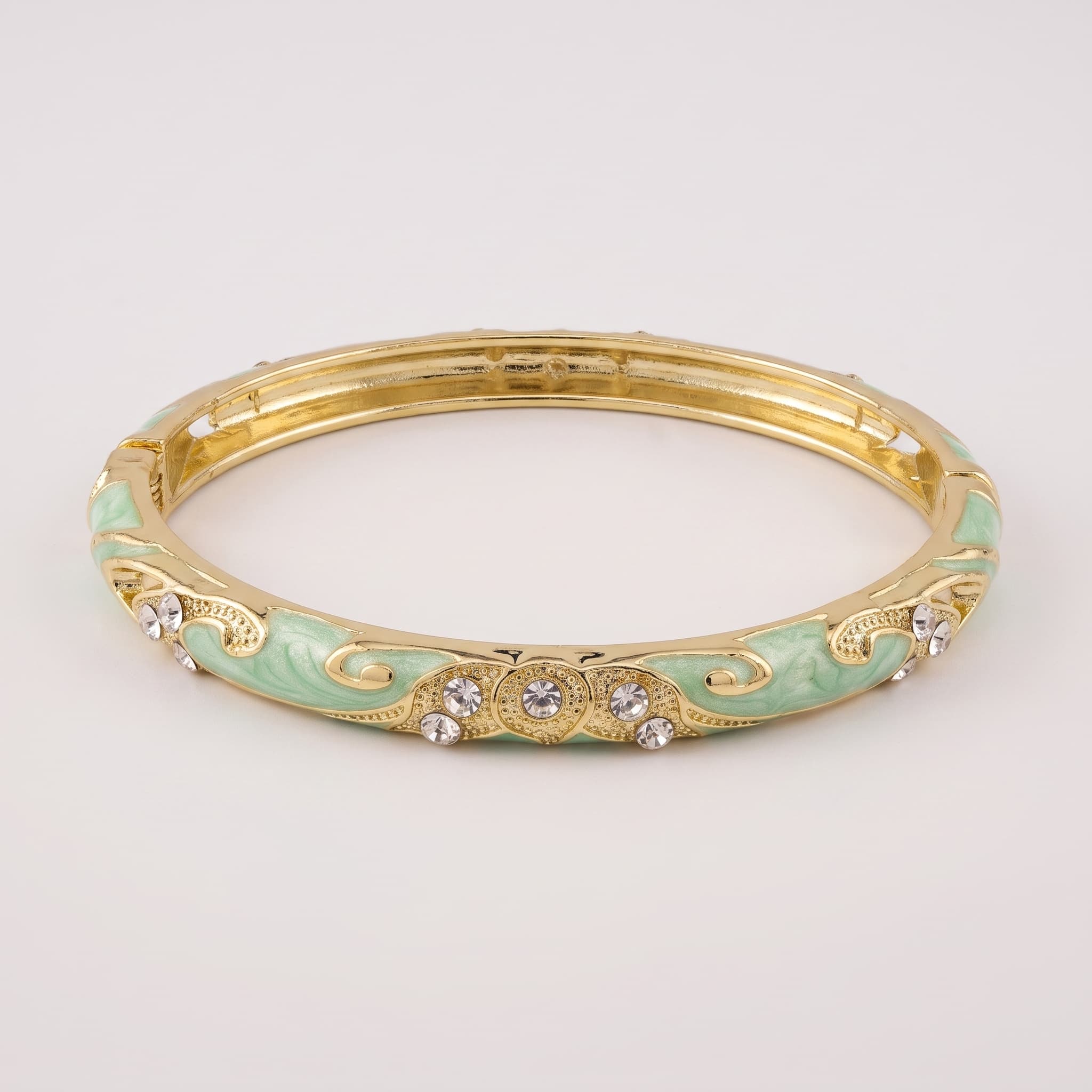 mint green enamel hinged bangle