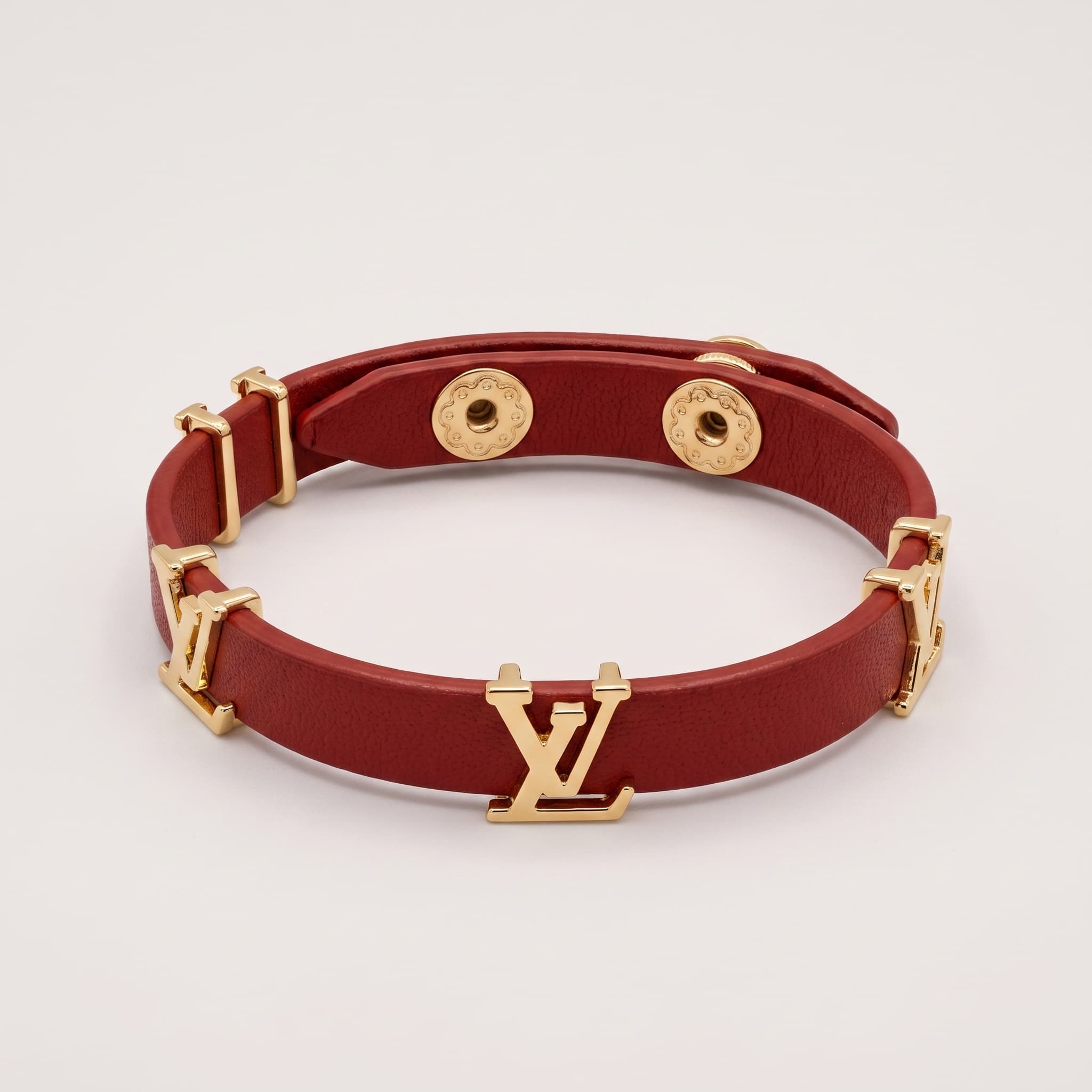 red leather charm bracelet