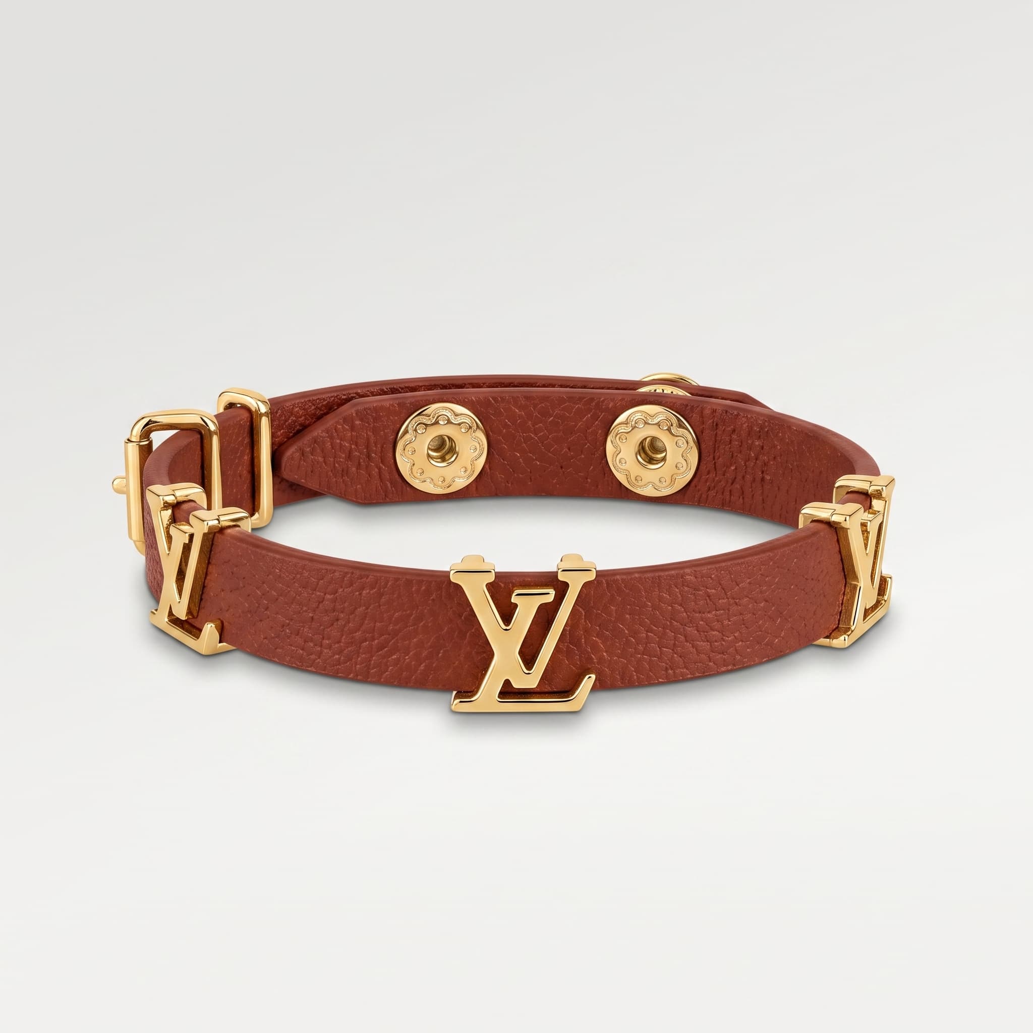 brown leather logo bracelet