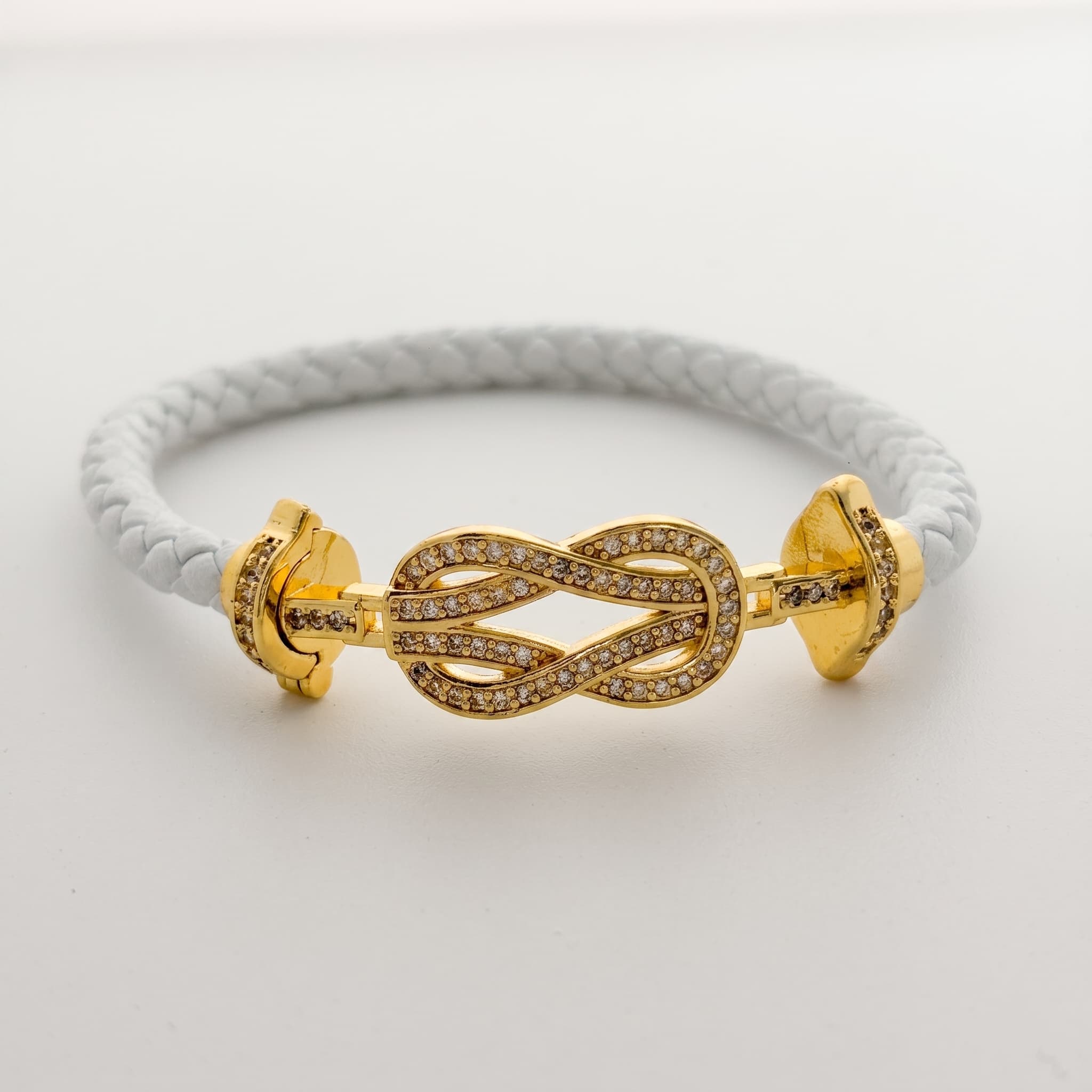 white braided infinity knot bracelet