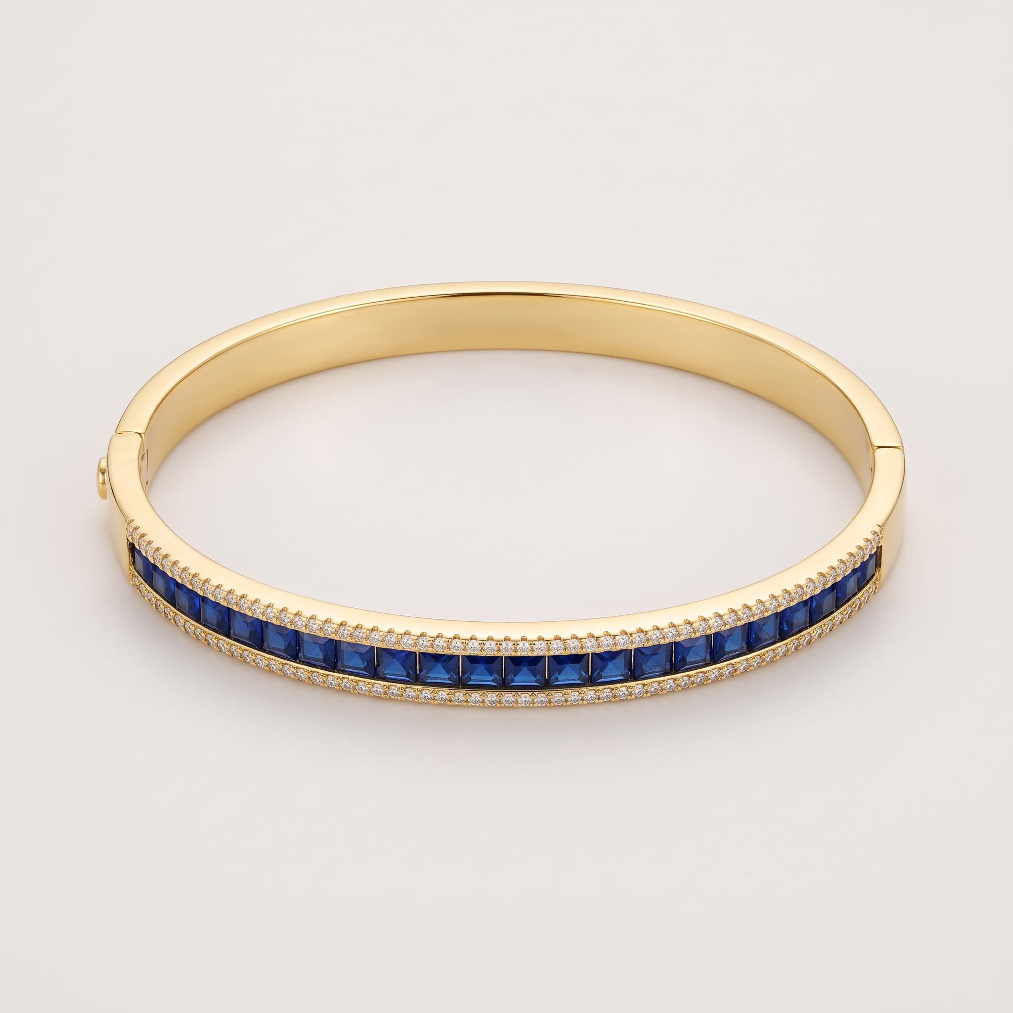 blue stone gold hinge bangle
