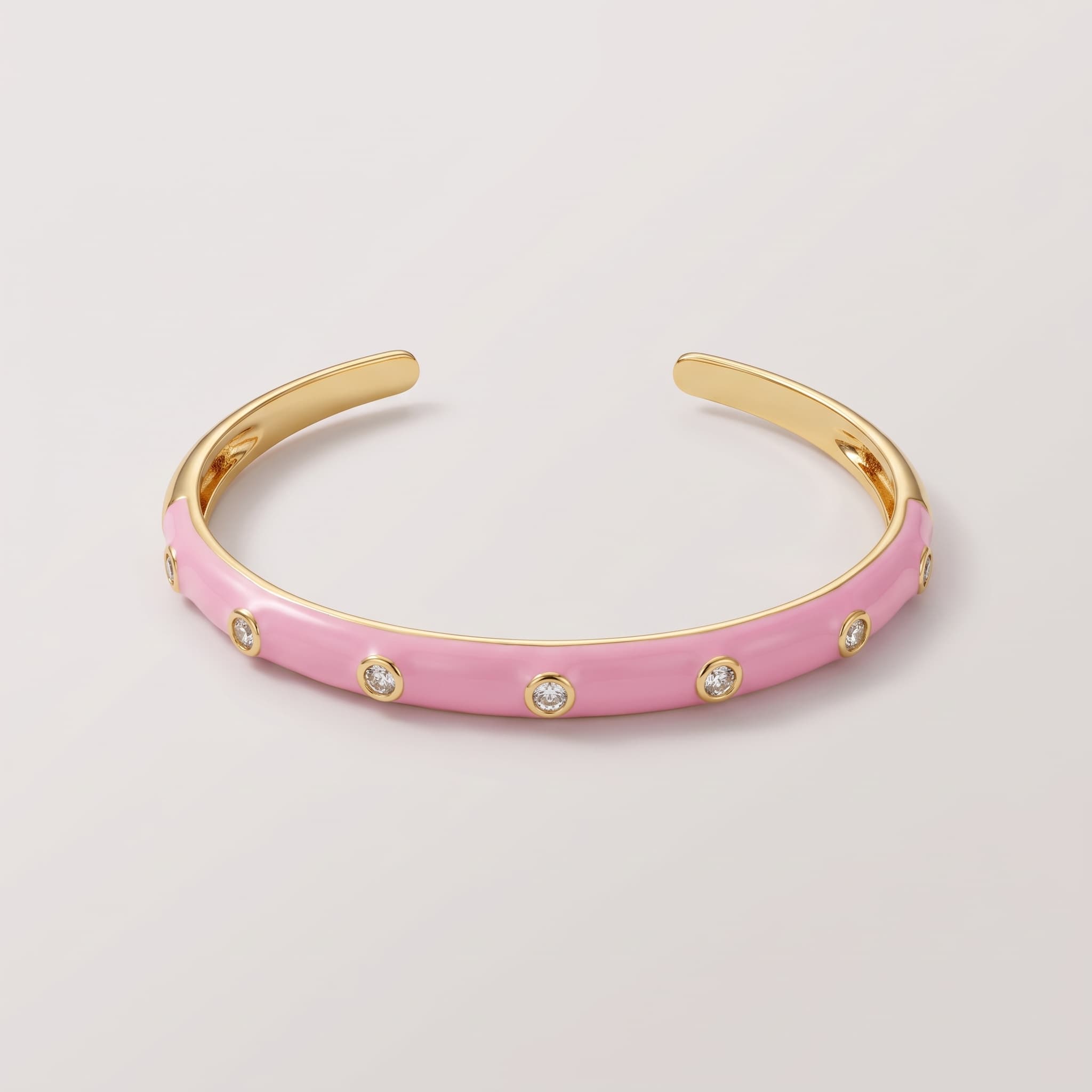 pink enamel crystal cuff (Openable)